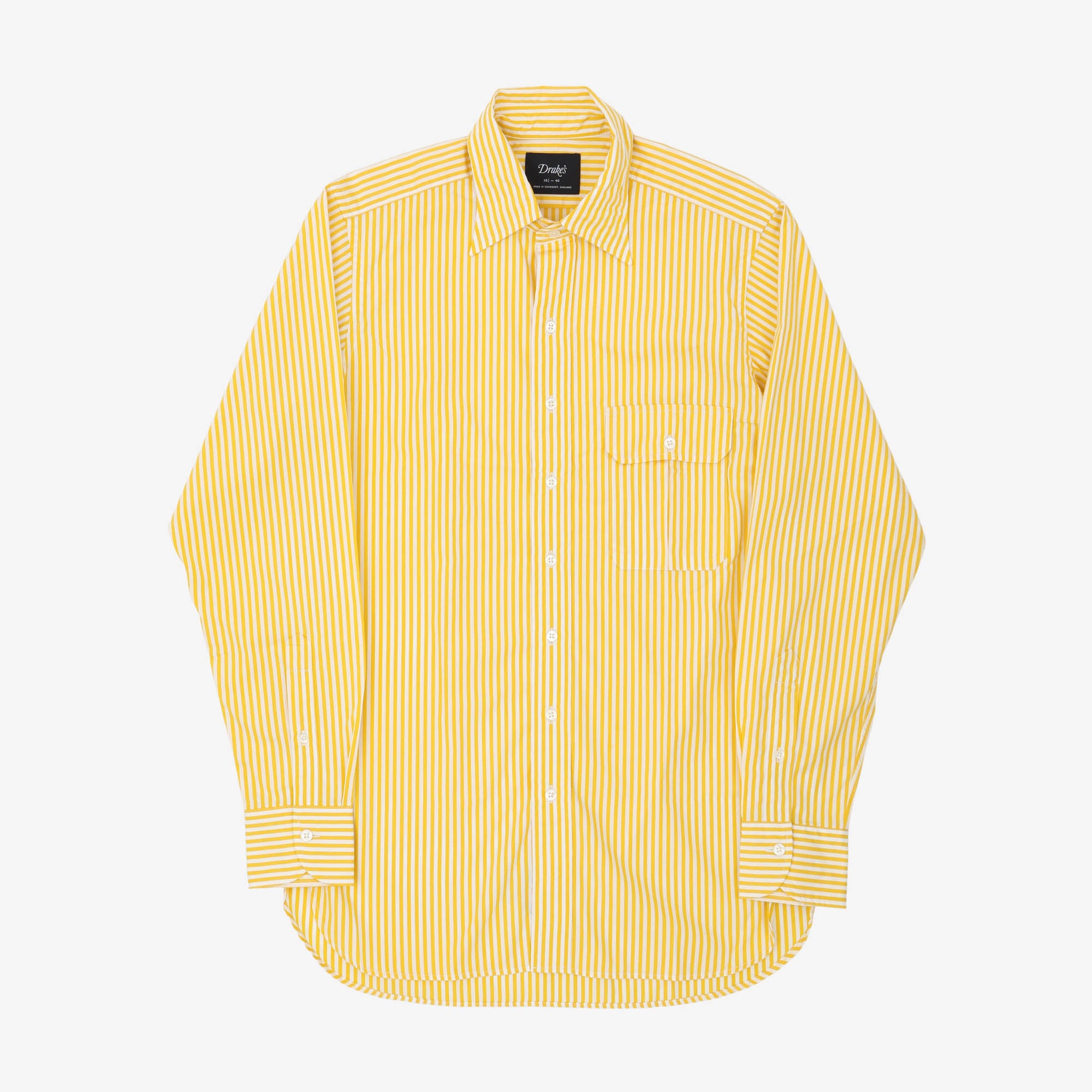Striped Long Point Collar Pocket Shirt