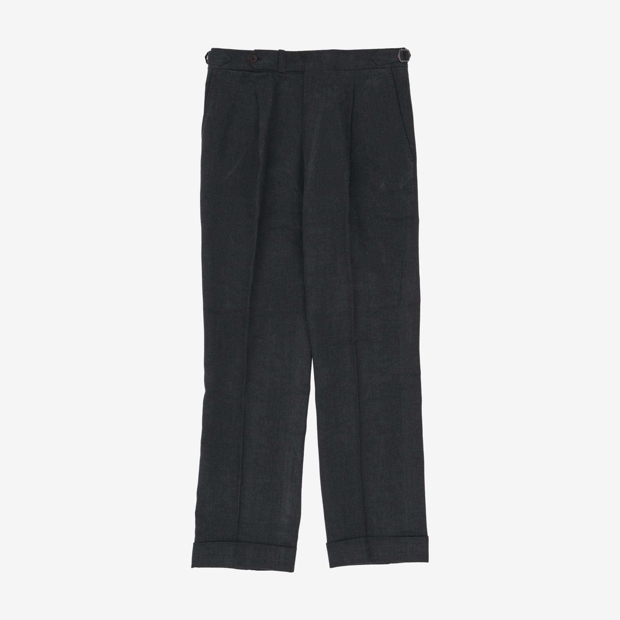 MTM Pleated Linen Blend Trousers (32W X 31L)