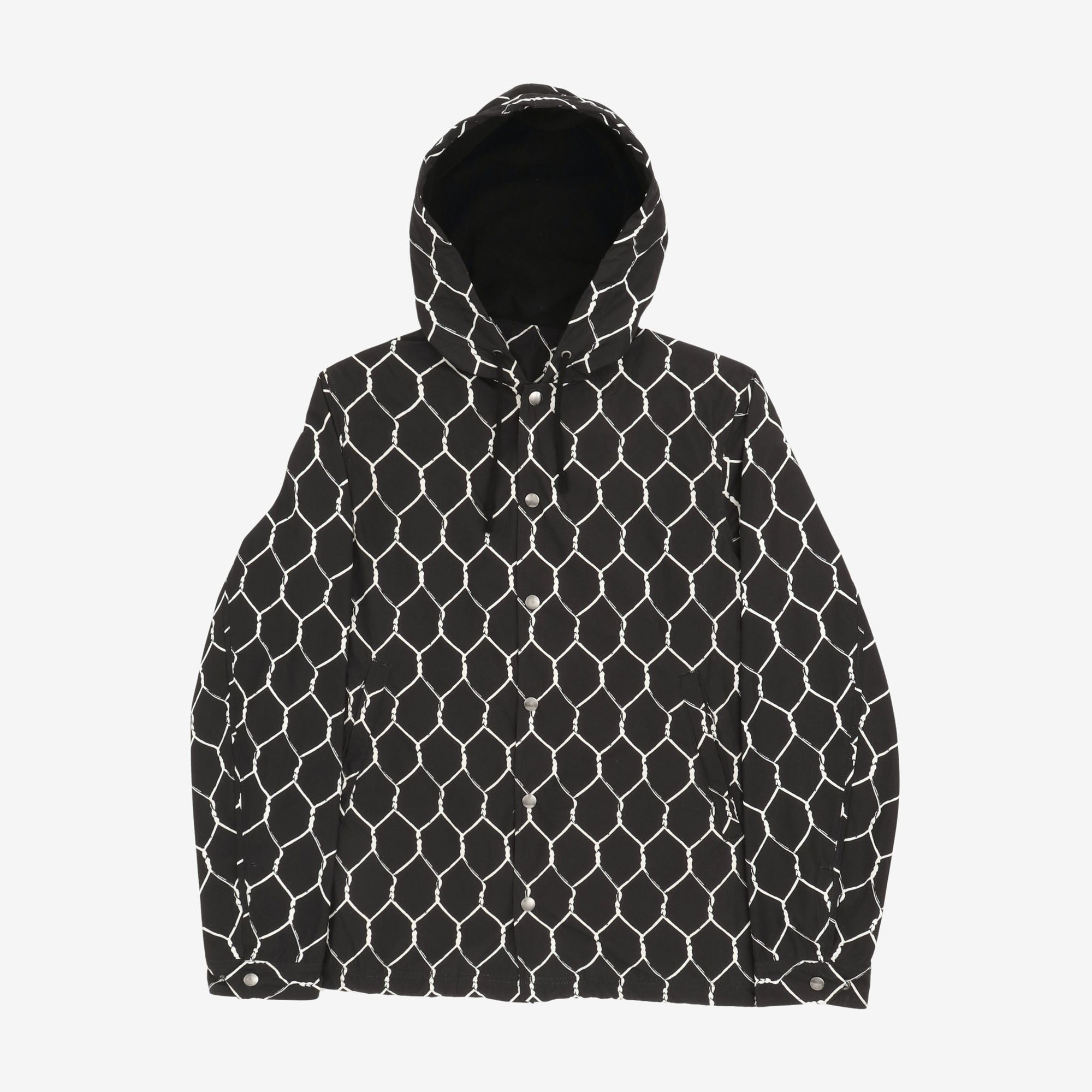 Wire Fence Print Hooded Coach Jacket