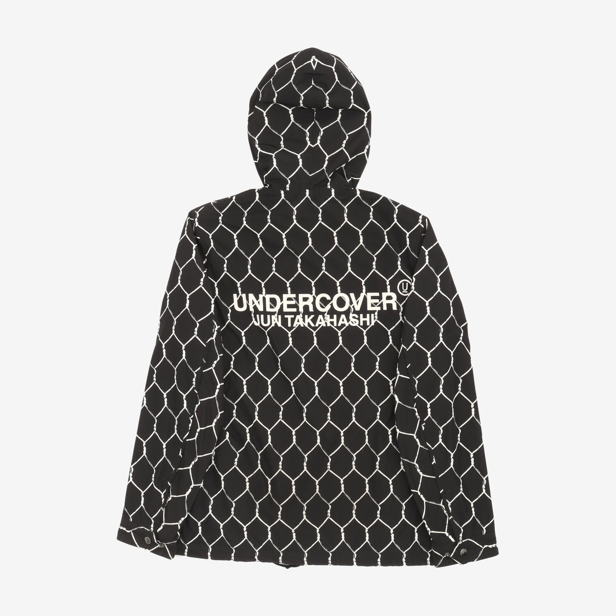 Wire Fence Print Hooded Coach Jacket