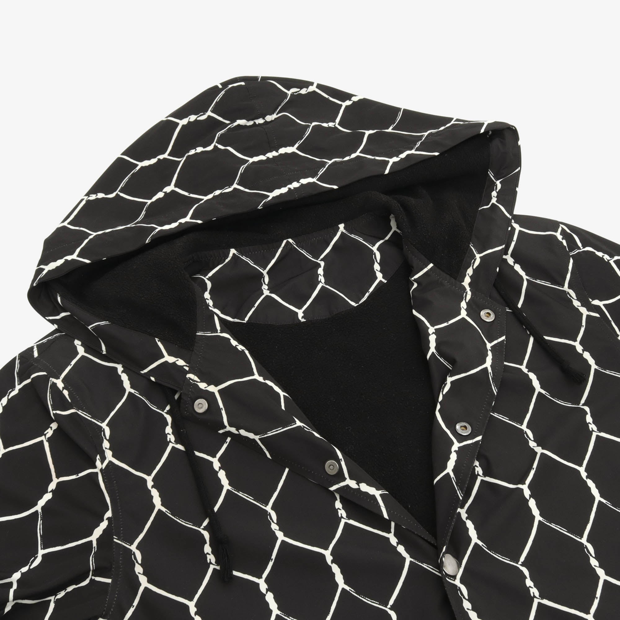 Wire Fence Print Hooded Coach Jacket