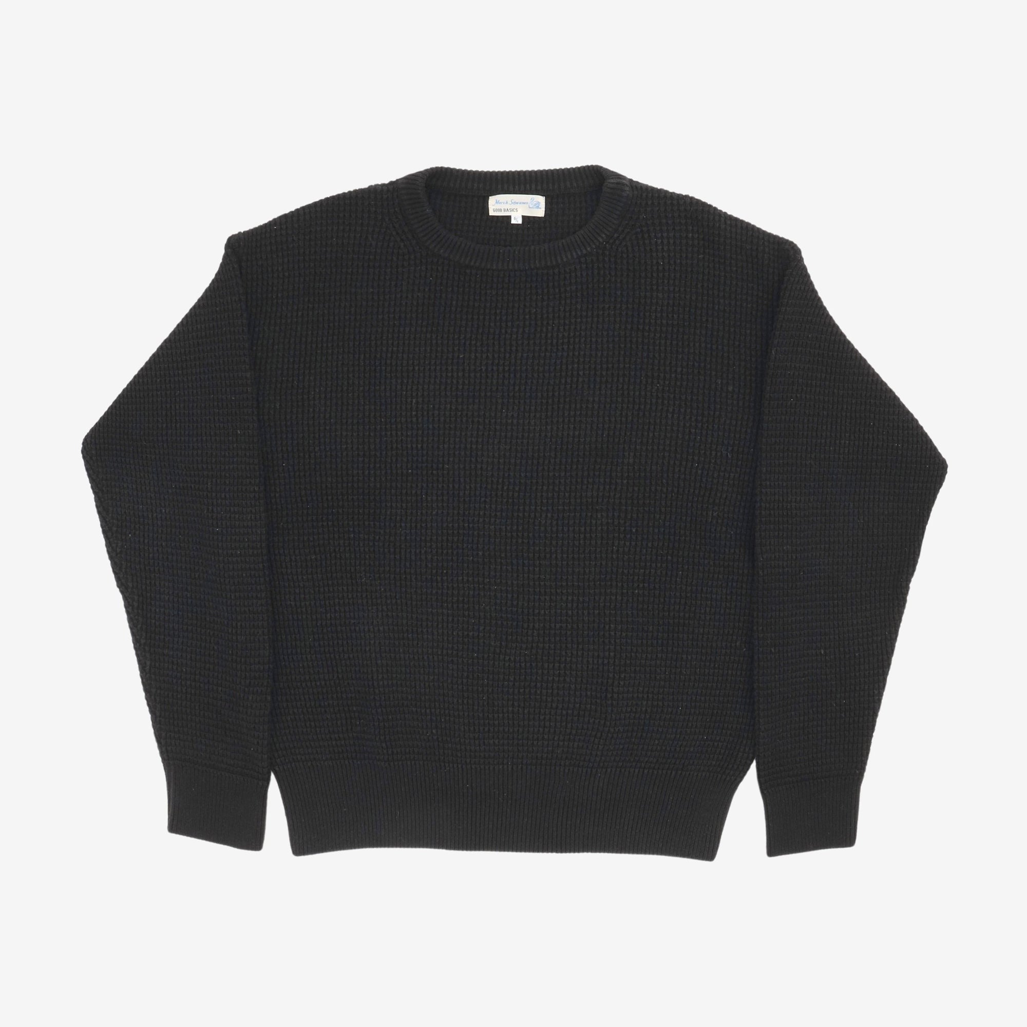 Cotton Cashmere Waffle Crew Sweater