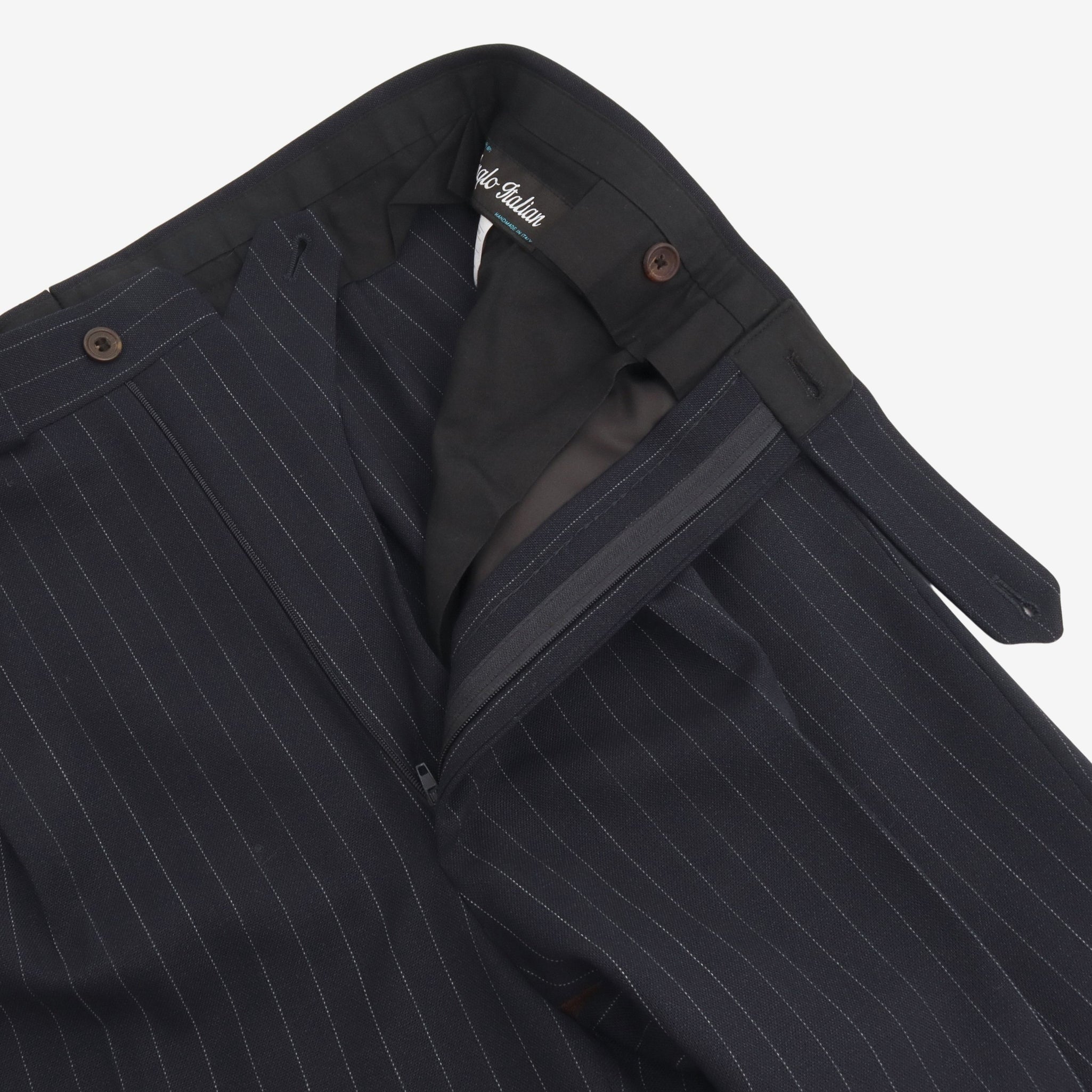 MTM Pinstripe Double Pleated Wool Trousers (31W X 30.5L)