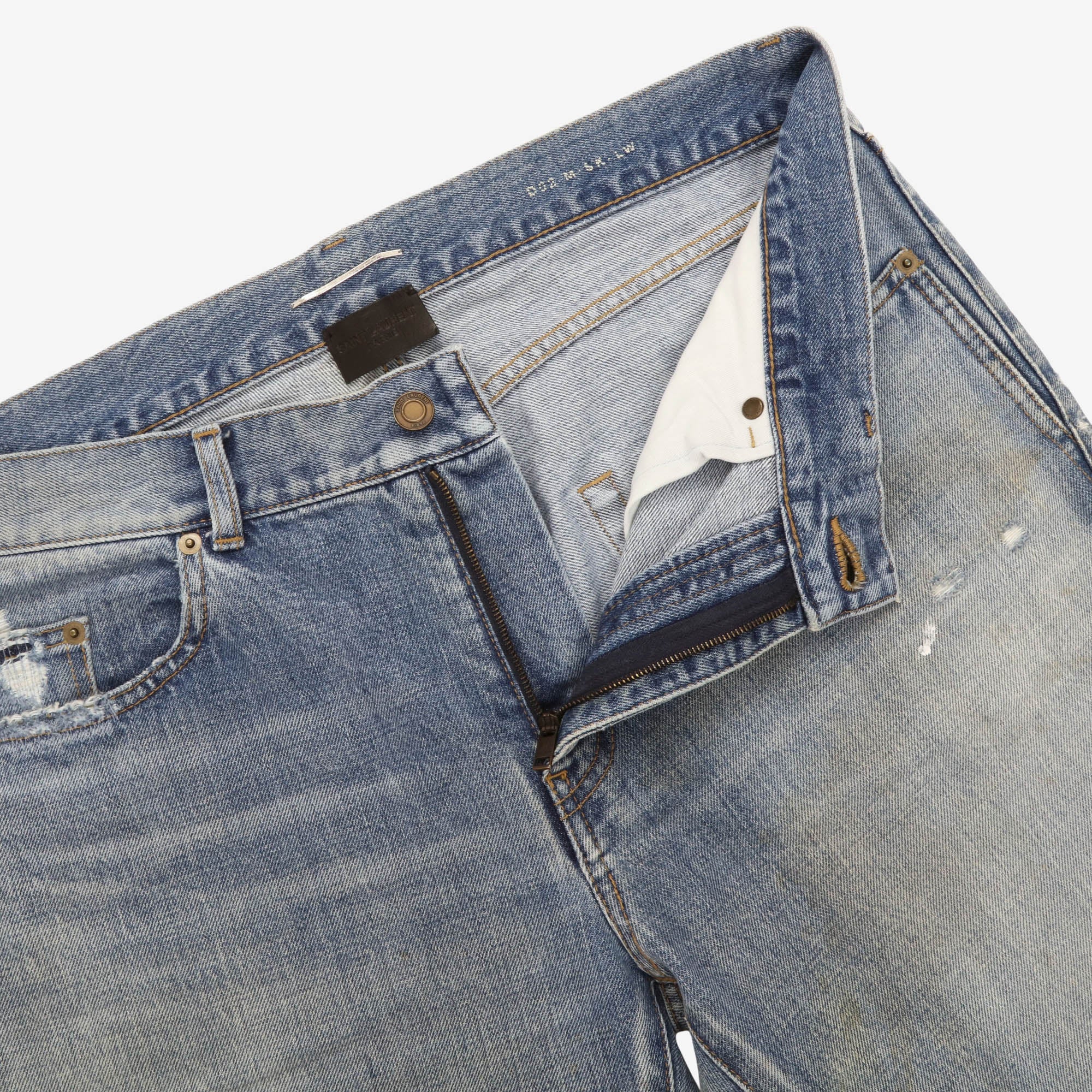 Slim-Fit Distressed Denim