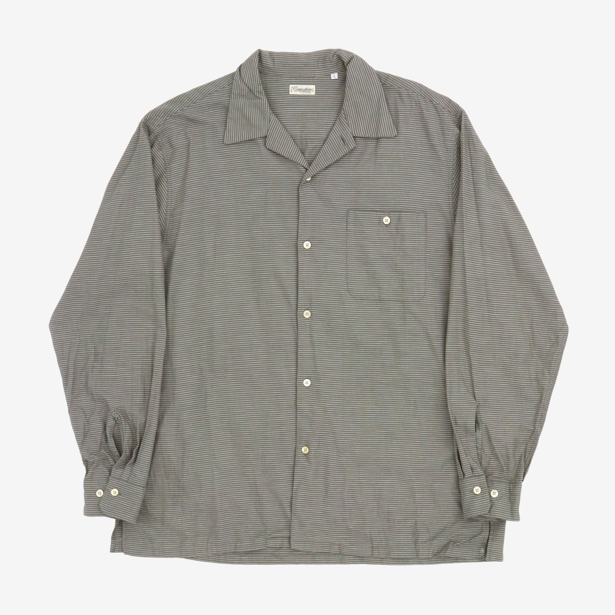 Open Collar Striped Shirt