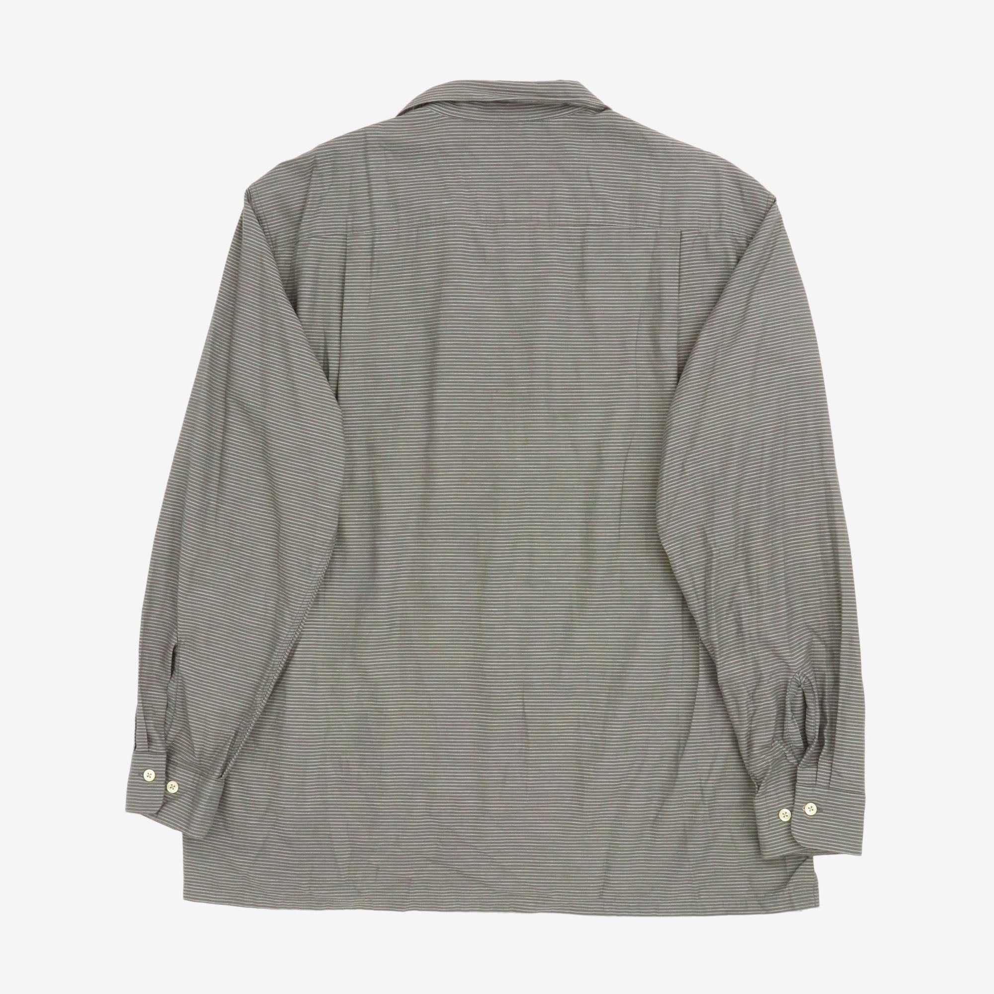 Open Collar Striped Shirt