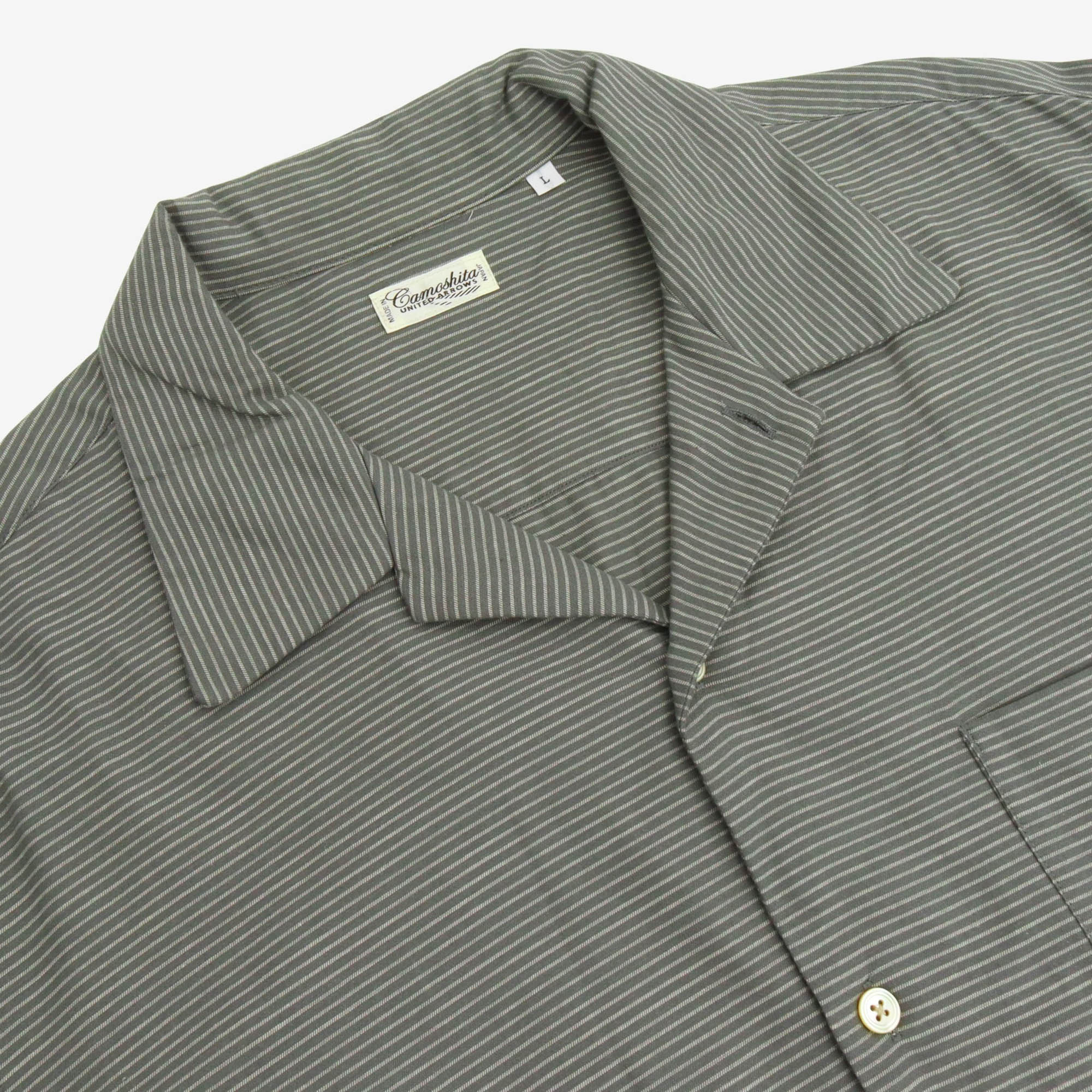 Open Collar Striped Shirt