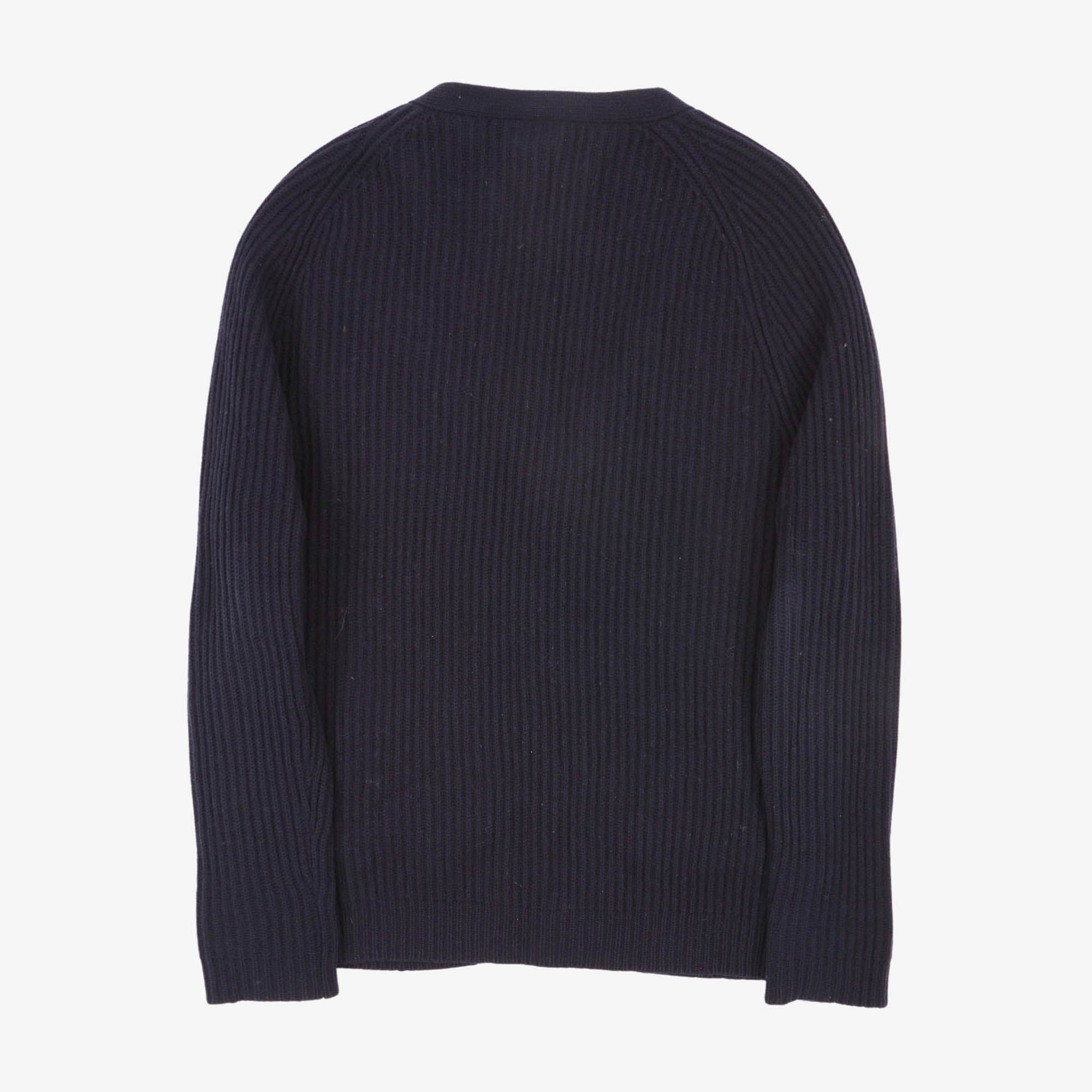 Lambswool V Neck Ribbed Cardigan