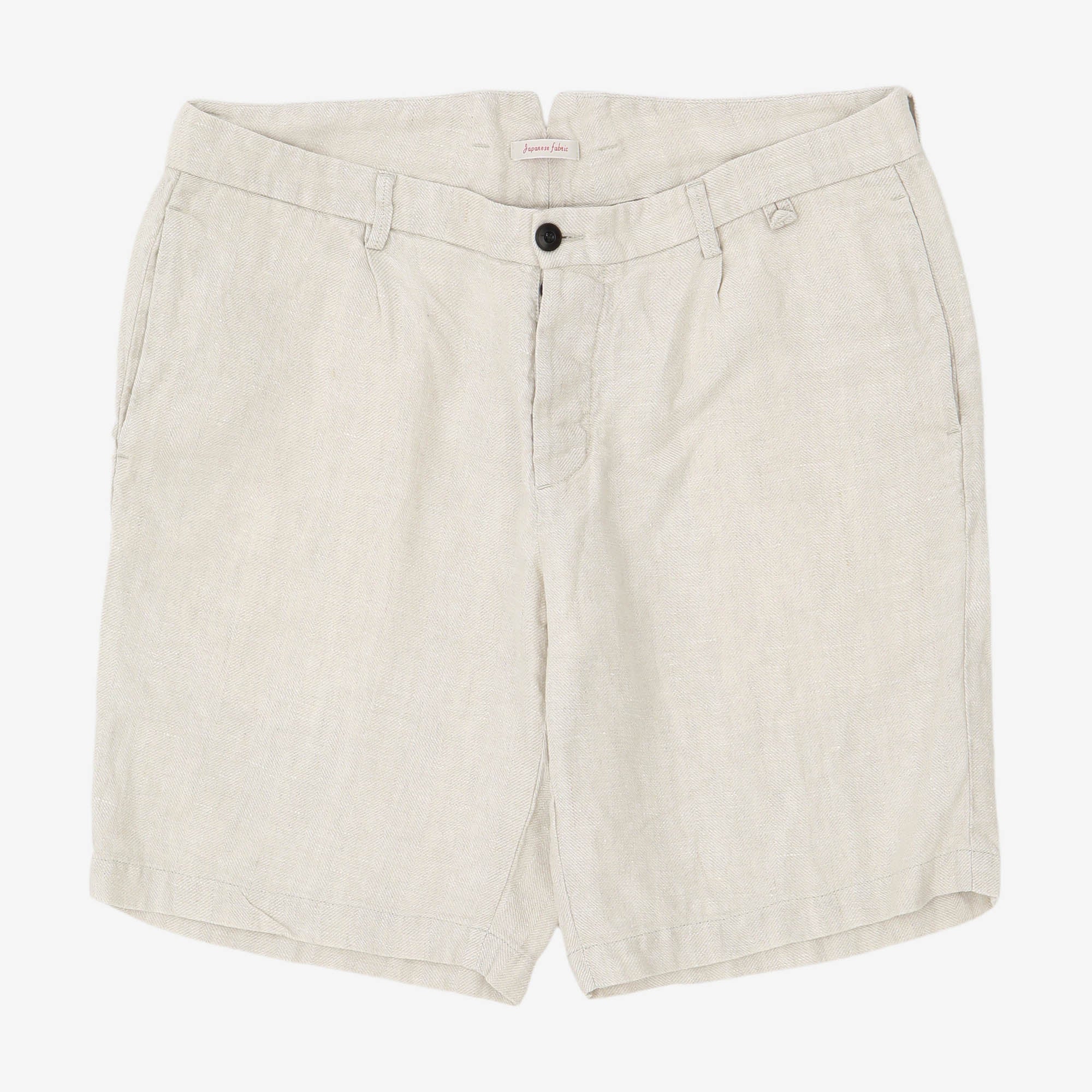 Linen Herringbone Pleated Shorts (36W)