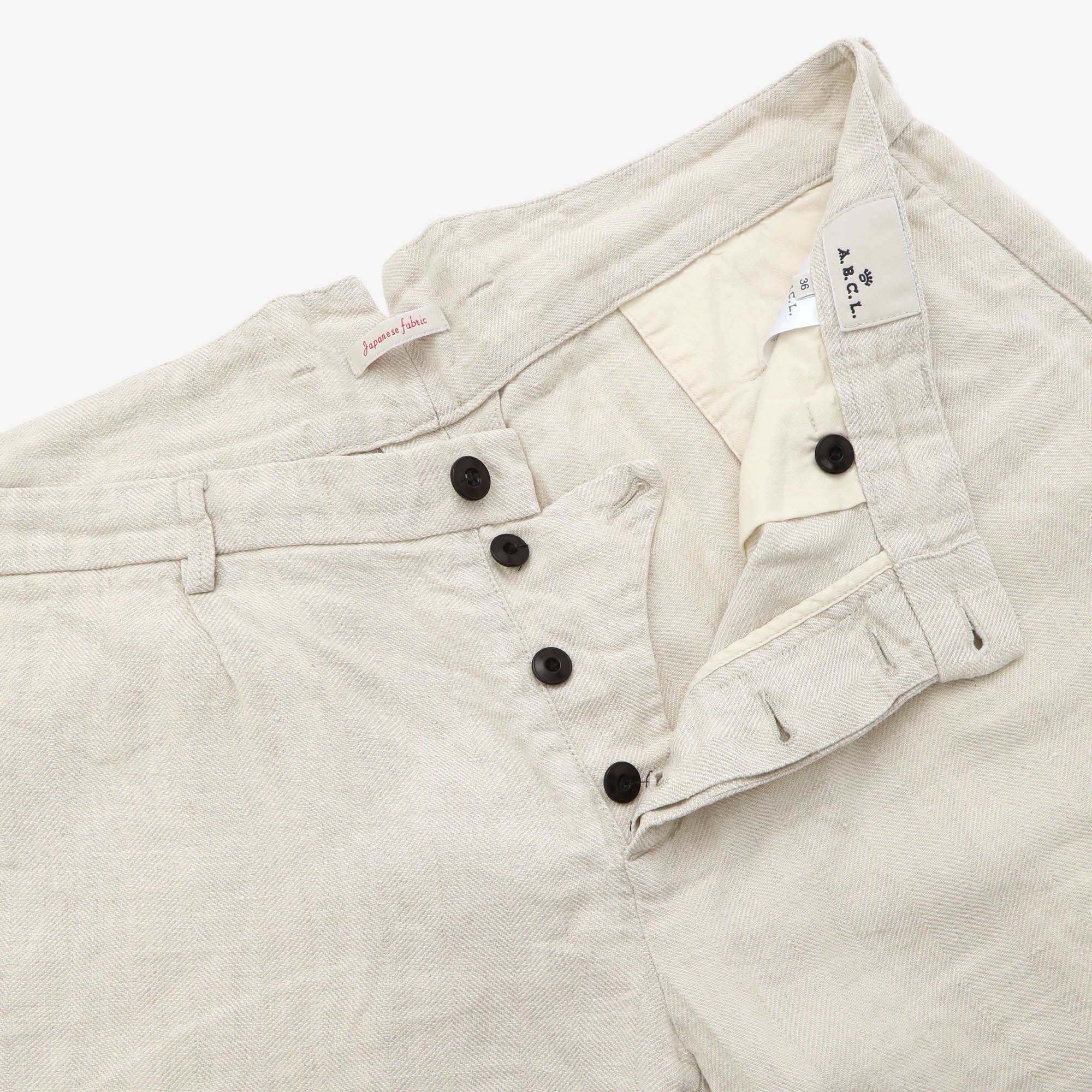 Linen Herringbone Pleated Shorts (36W)