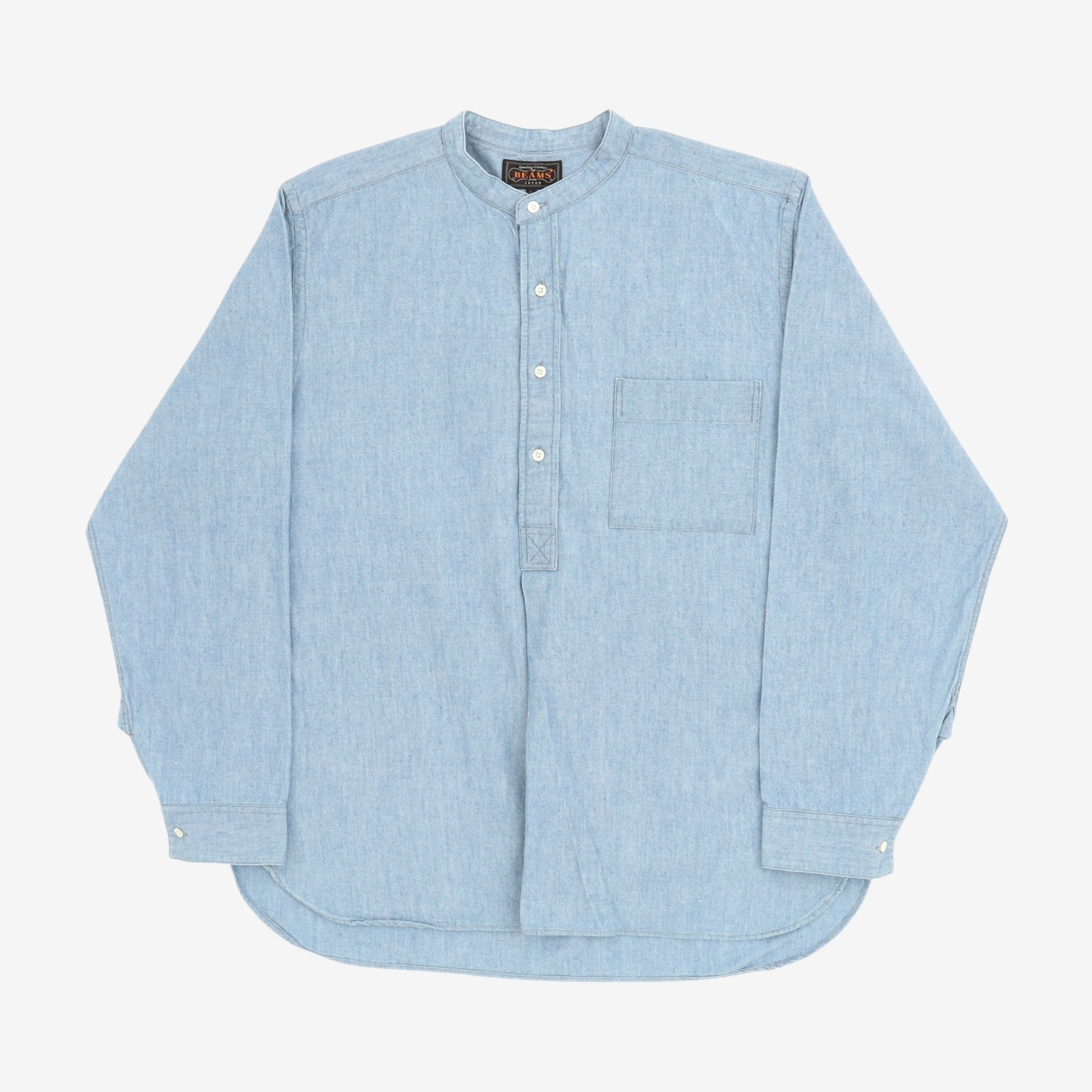 Band Collar Chambray PO Shirt