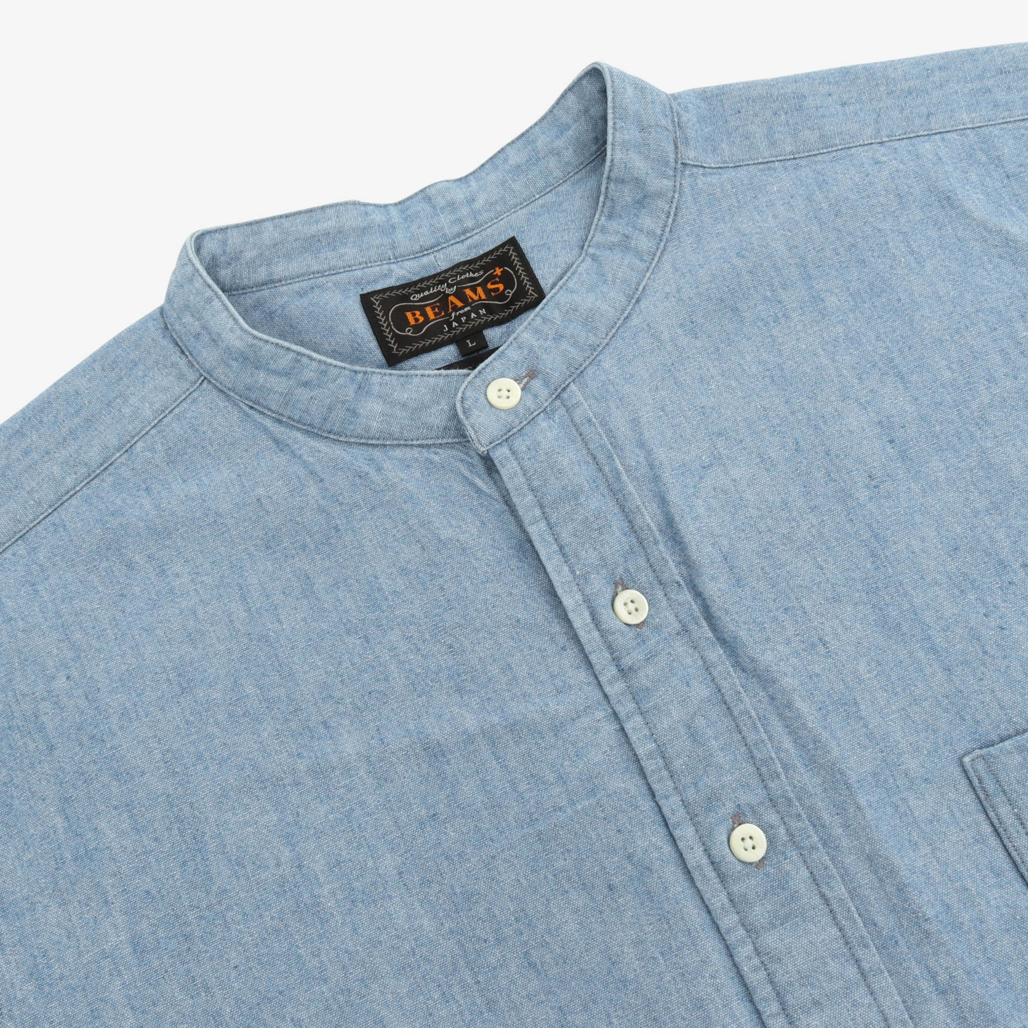 Band Collar Chambray PO Shirt