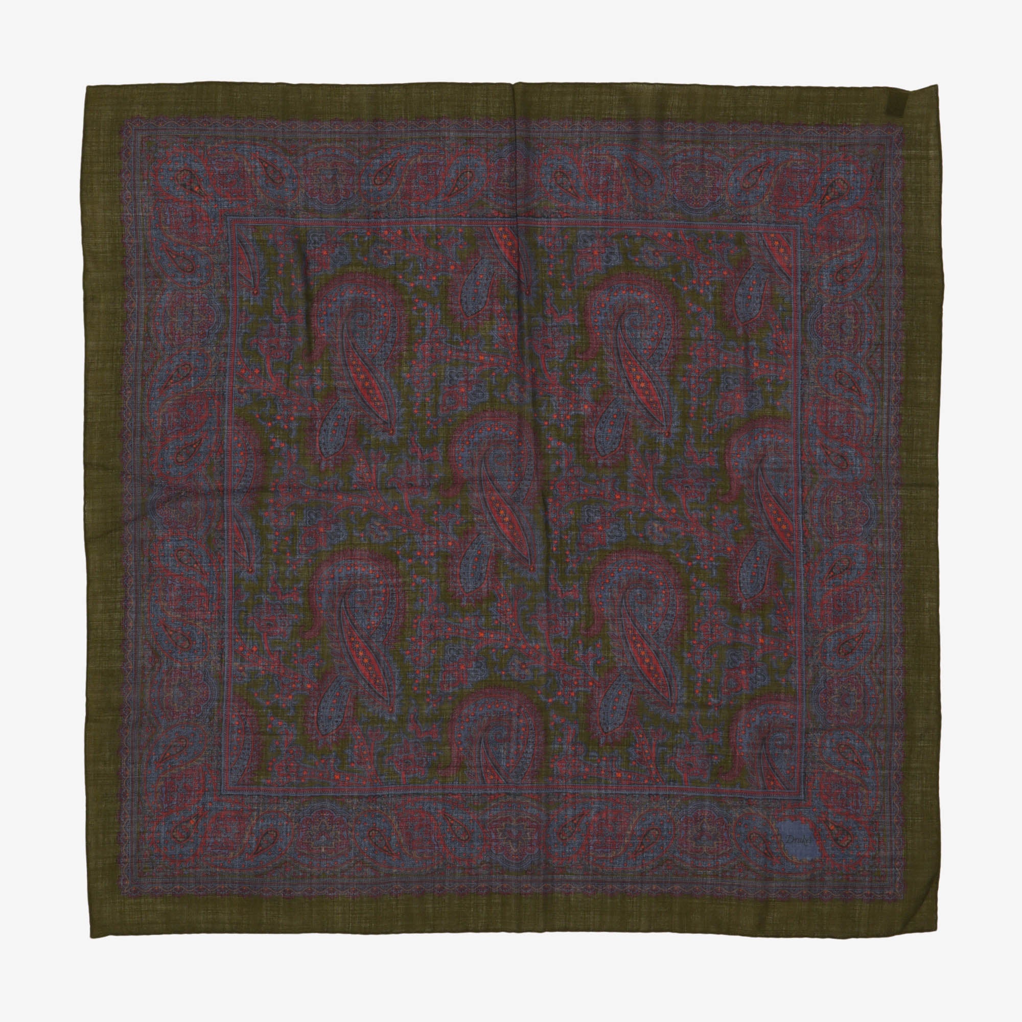 Paisley Print Wool Silk Square Scarf