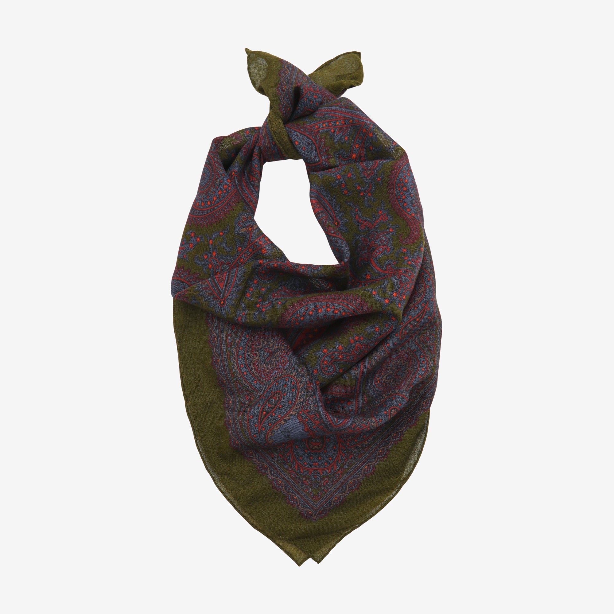 Paisley Print Wool Silk Square Scarf