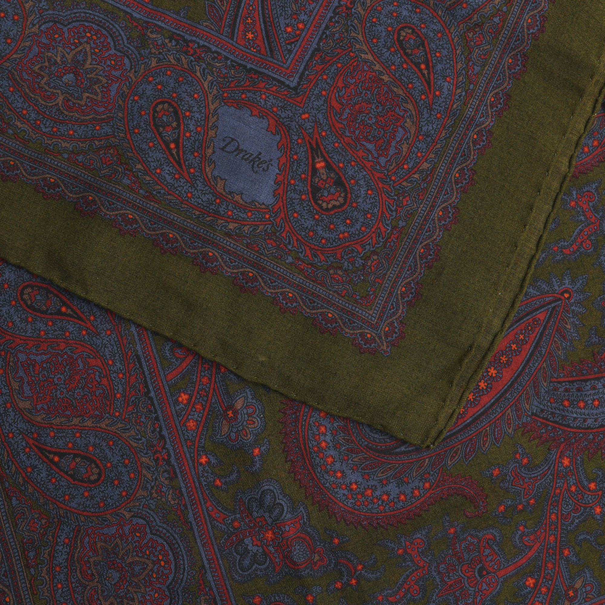 Paisley Print Wool Silk Square Scarf