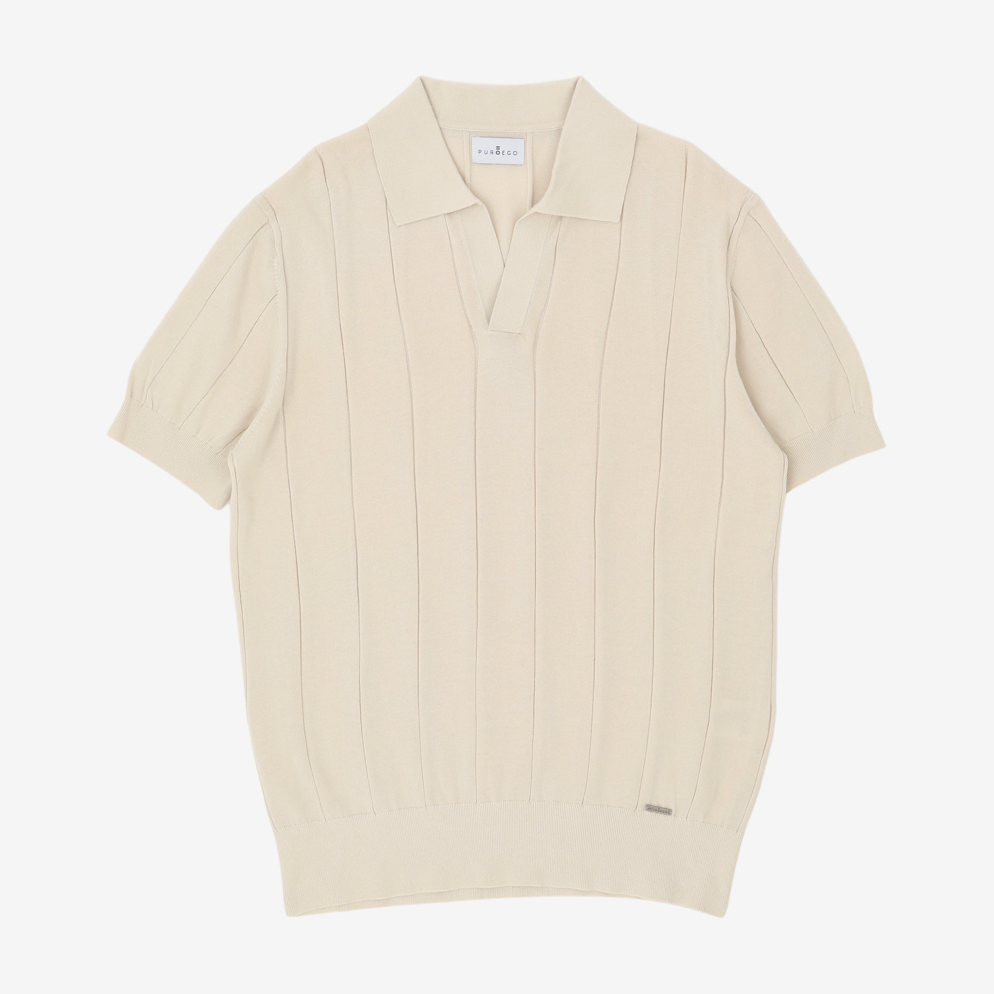 Rib Knit Polo Shirt