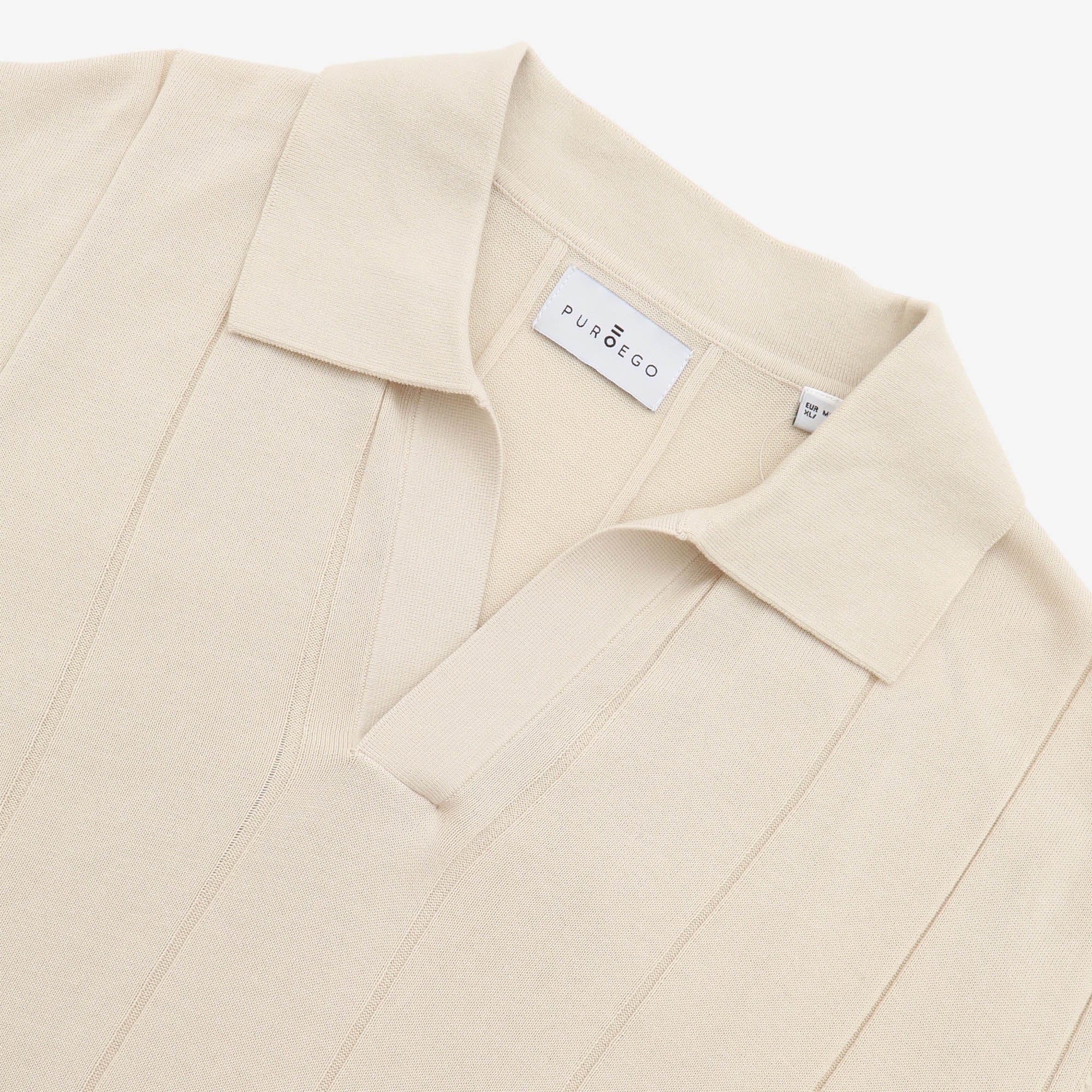 Rib Knit Polo Shirt