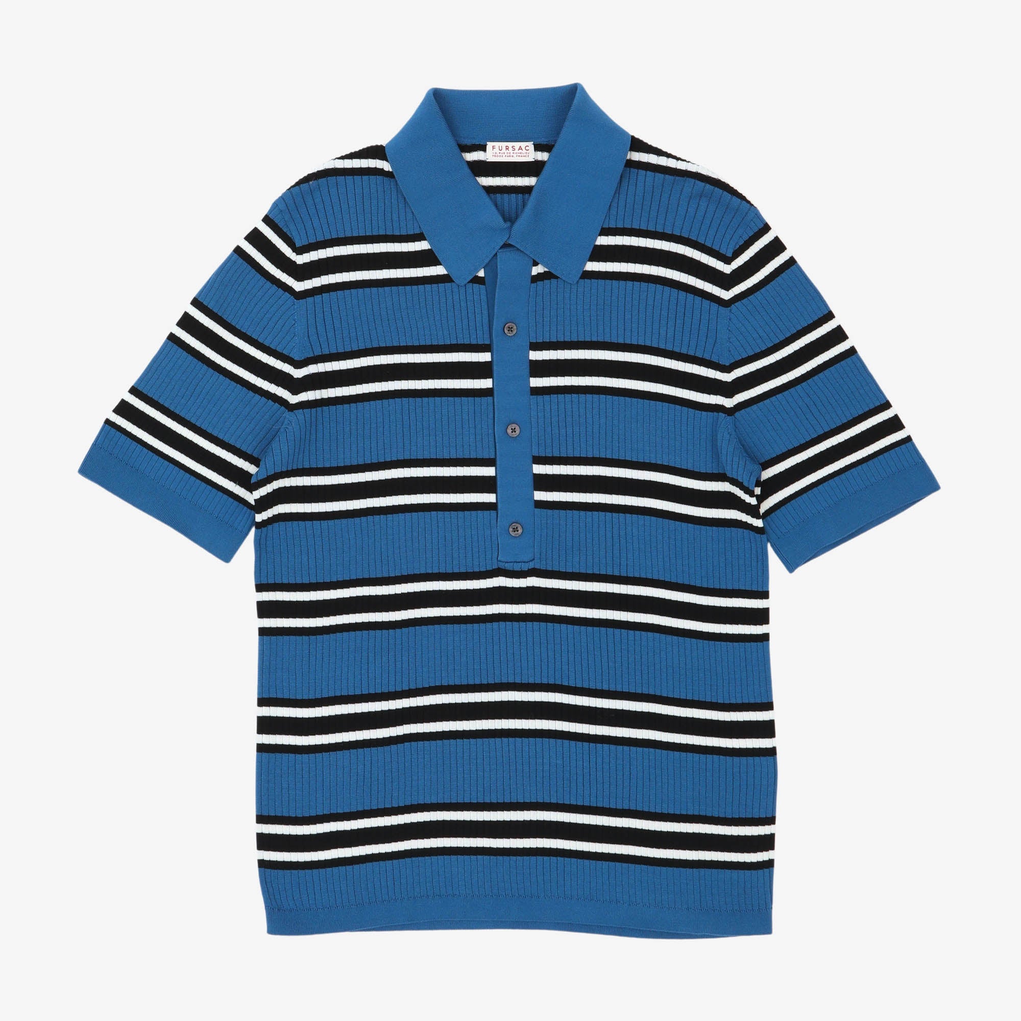 Ribbed Knit Striped Polo