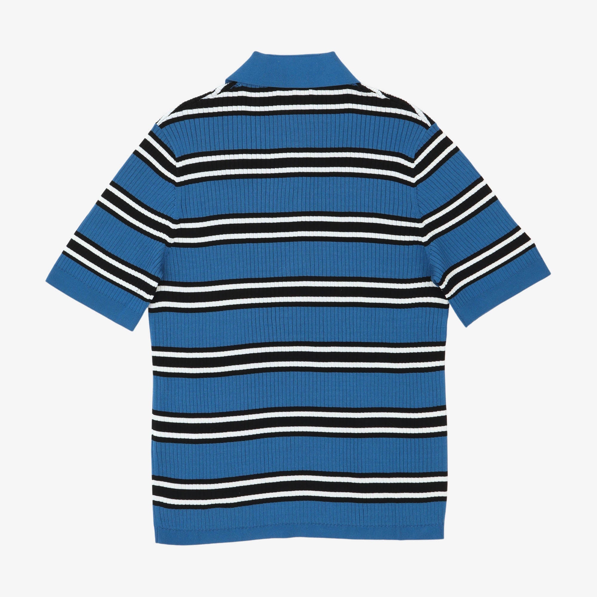 Ribbed Knit Striped Polo