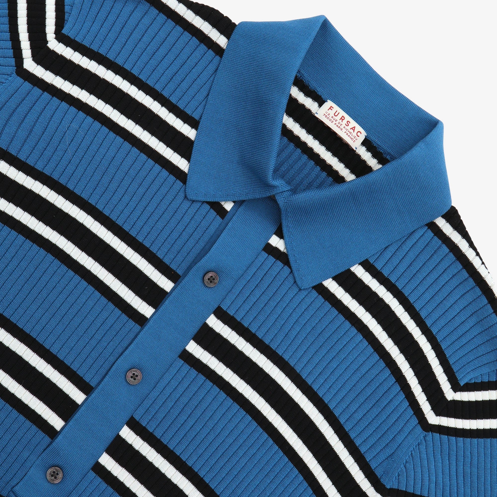 Ribbed Knit Striped Polo