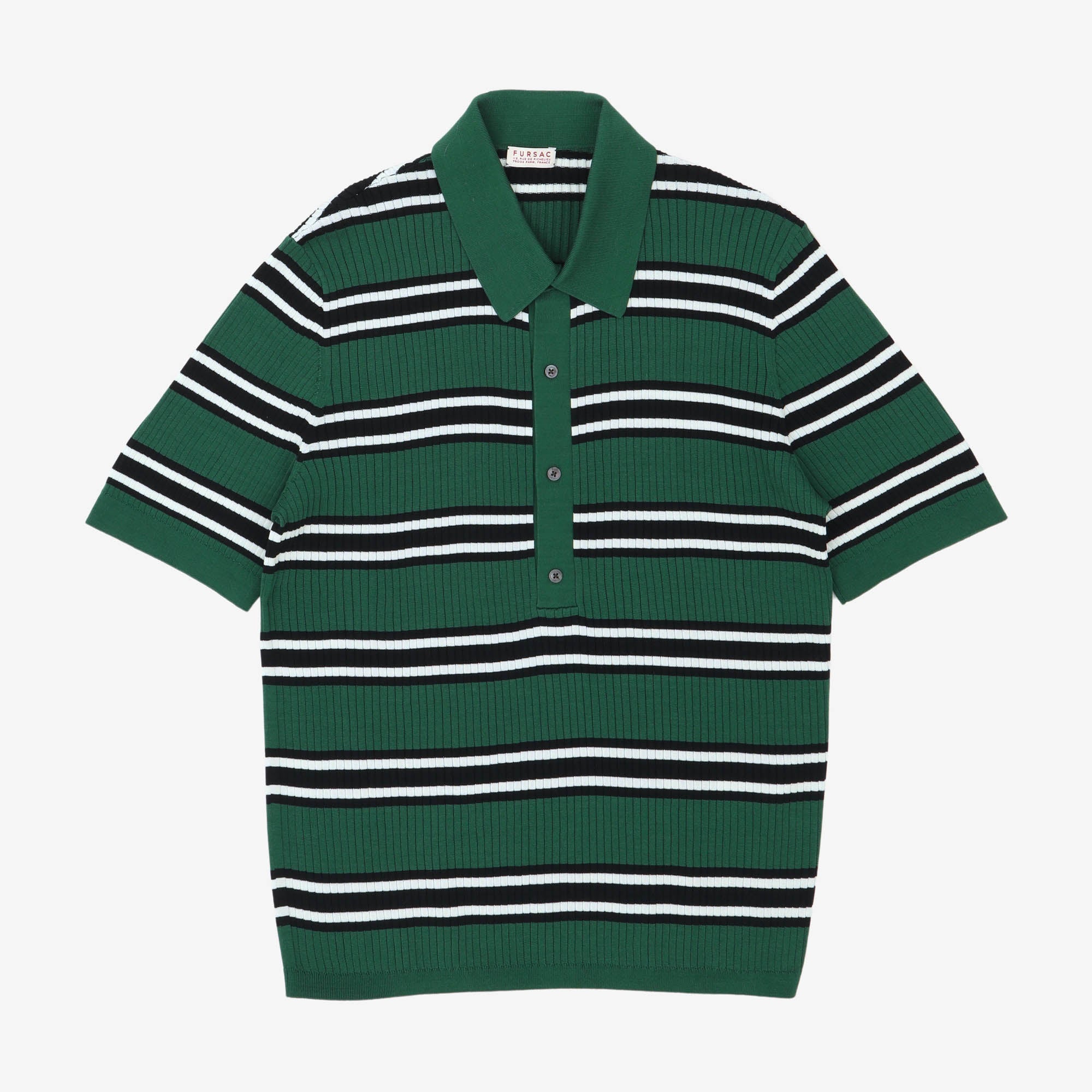 Ribbed Knit Striped Polo
