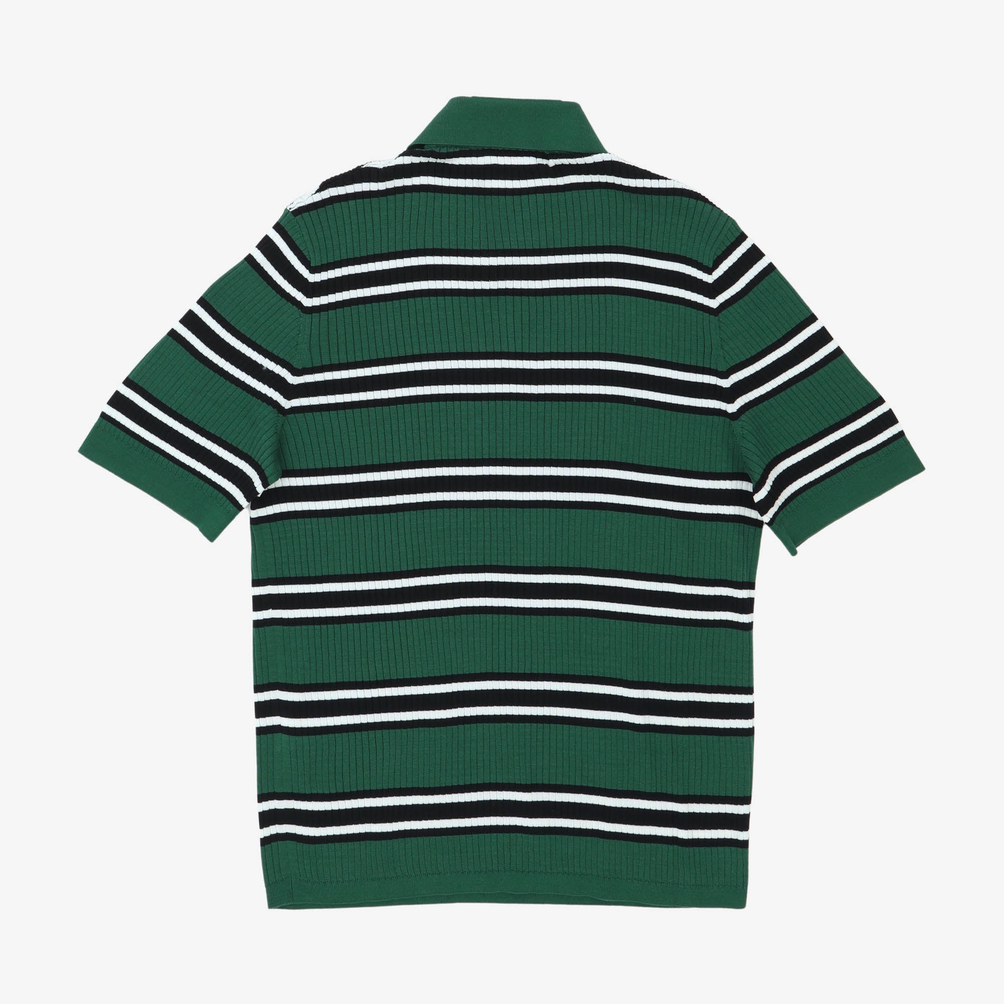 Ribbed Knit Striped Polo