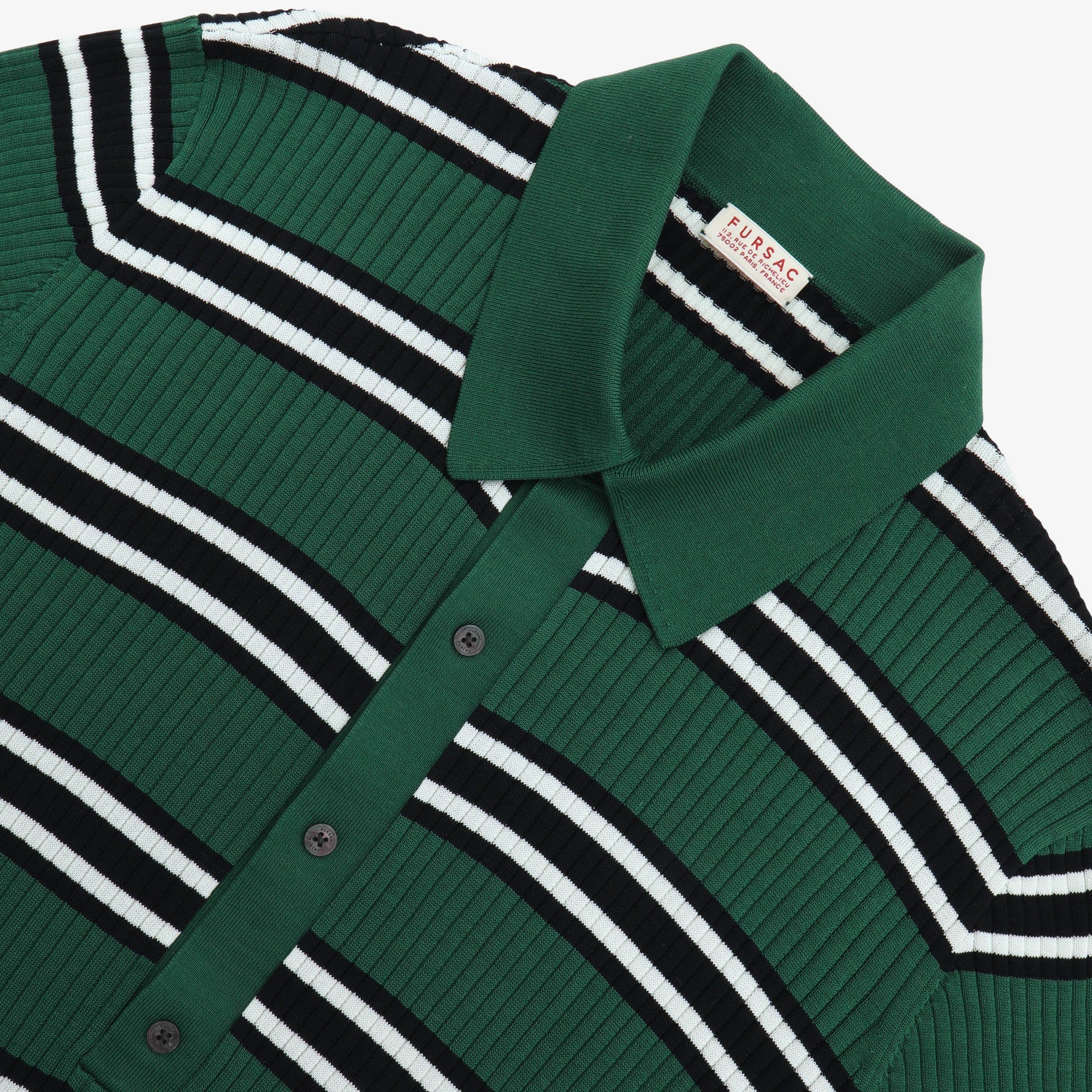 Ribbed Knit Striped Polo