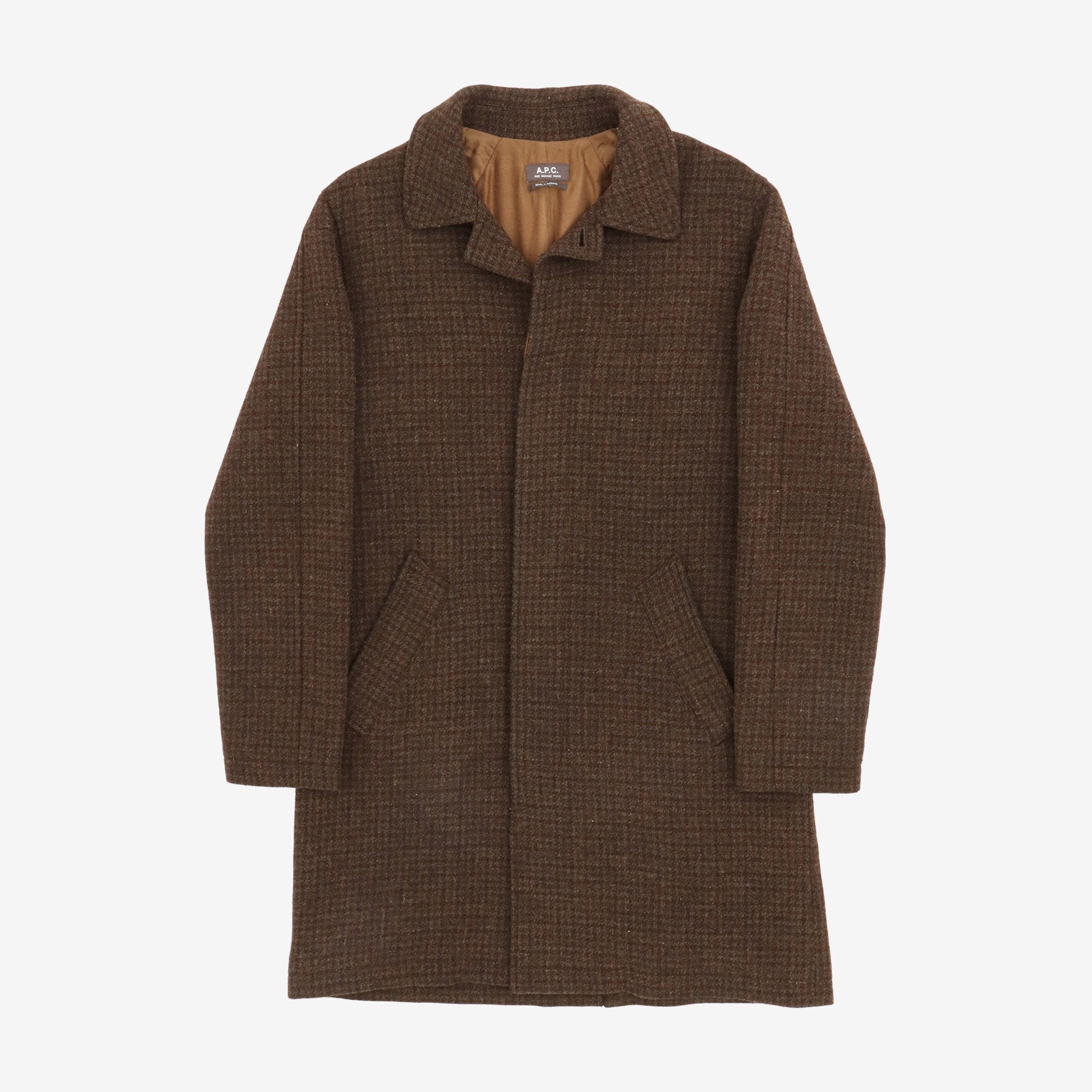 Wool Check Overcoat