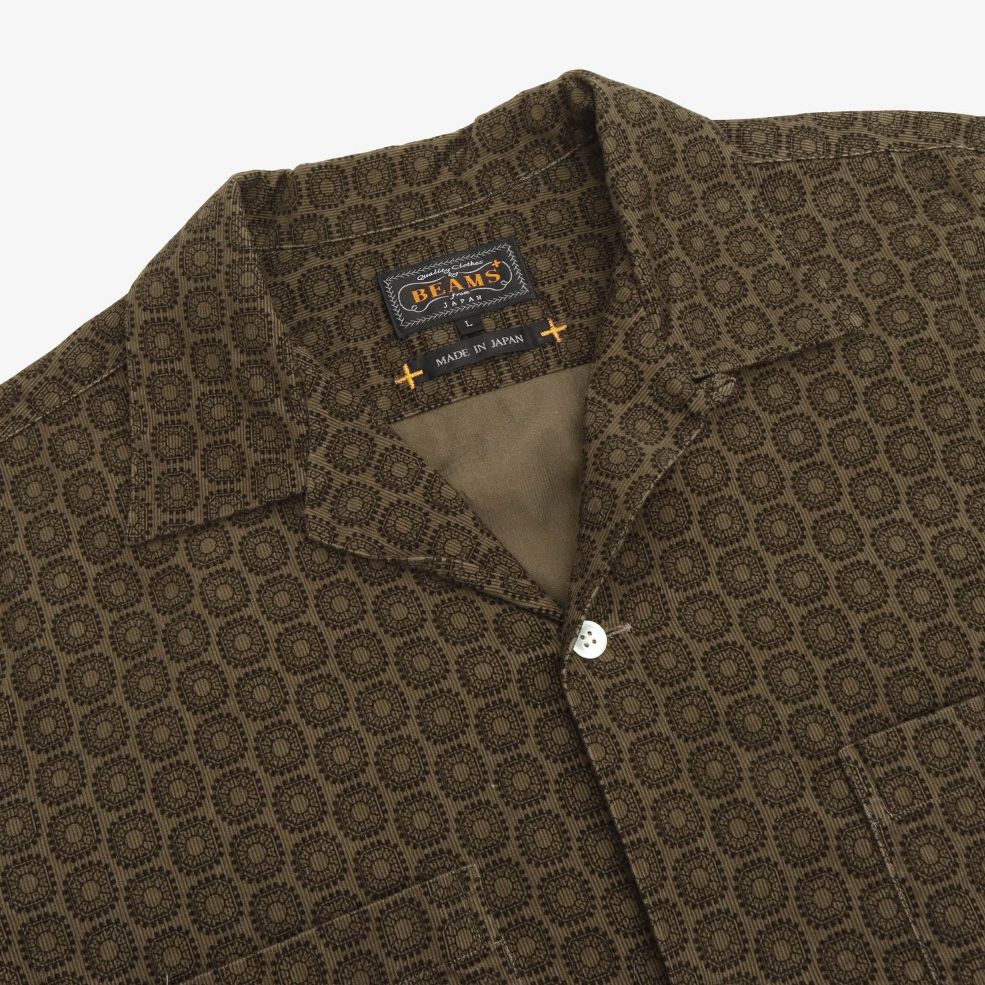 Corduroy Open Collar Shirt