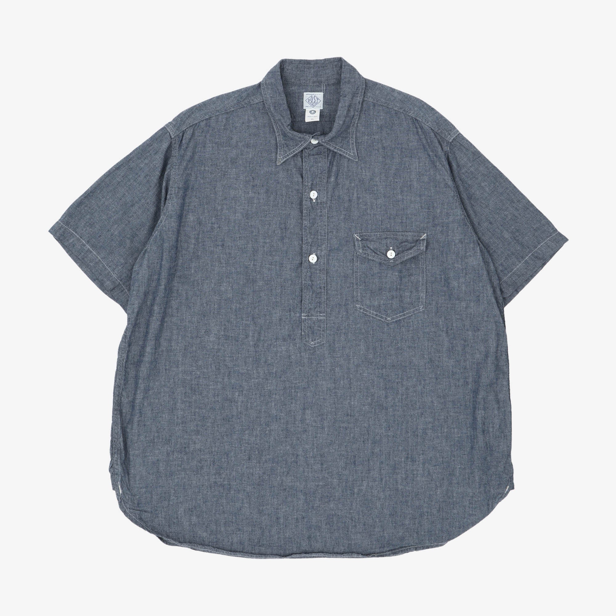 Navy Cut SS Chambray Shirt