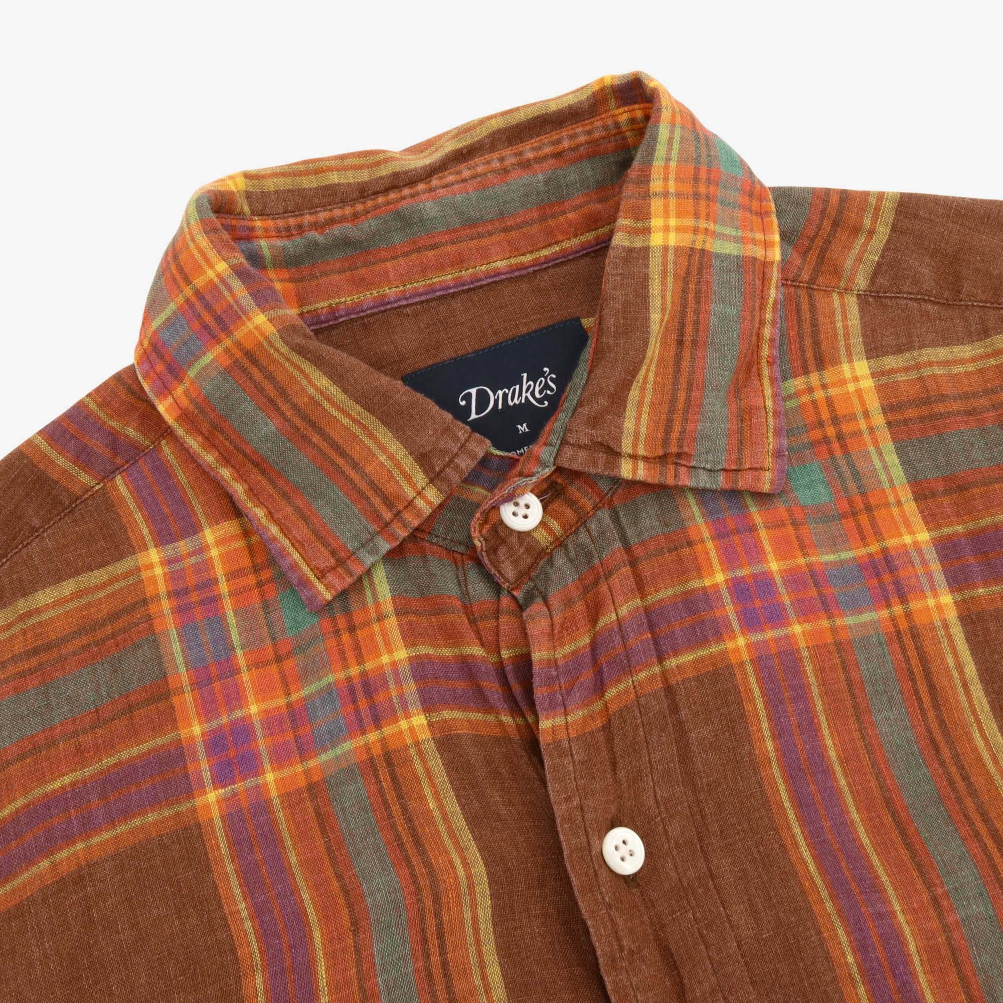 Linen Check Plaid Shirt