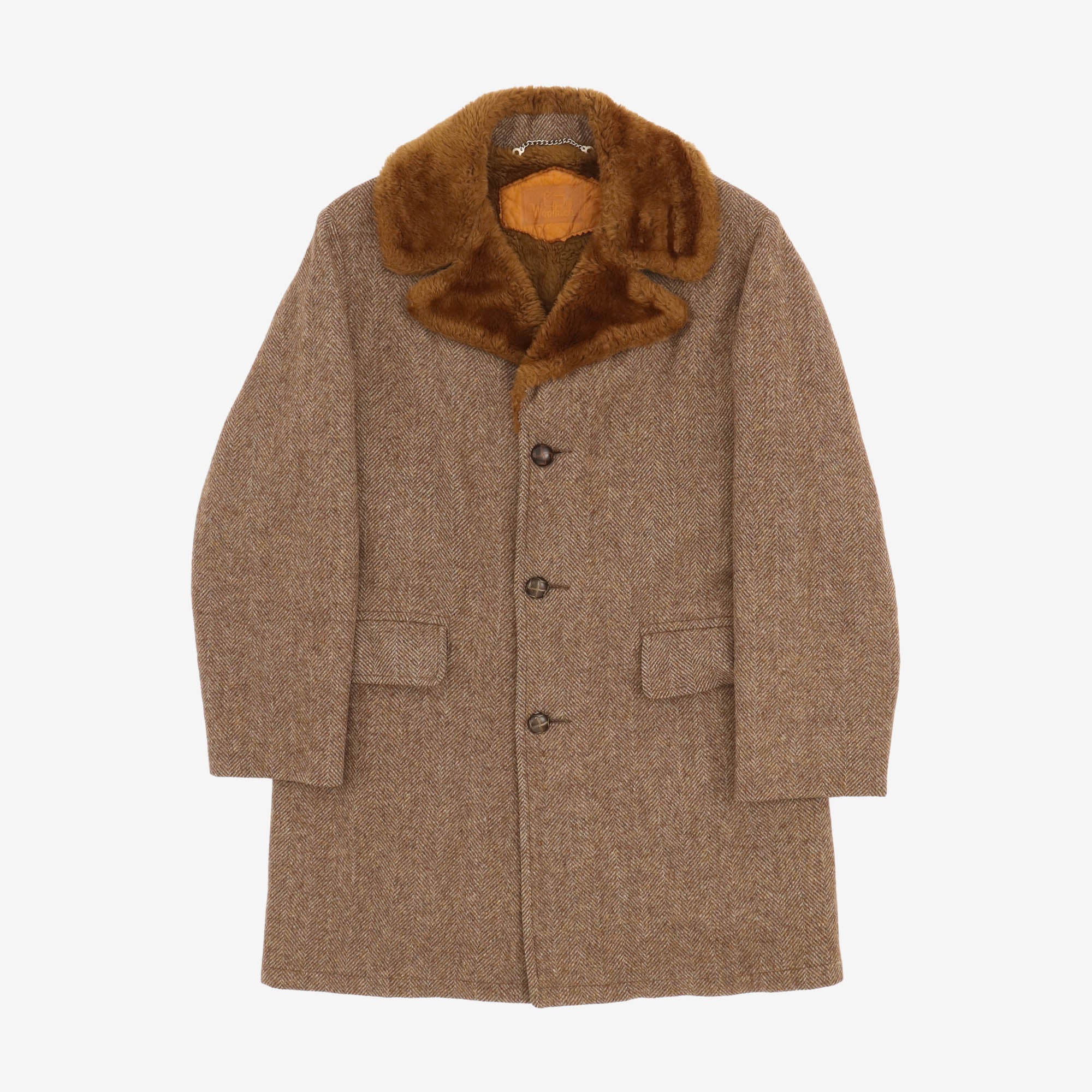 Vintage Herringbone Wool Car Coat