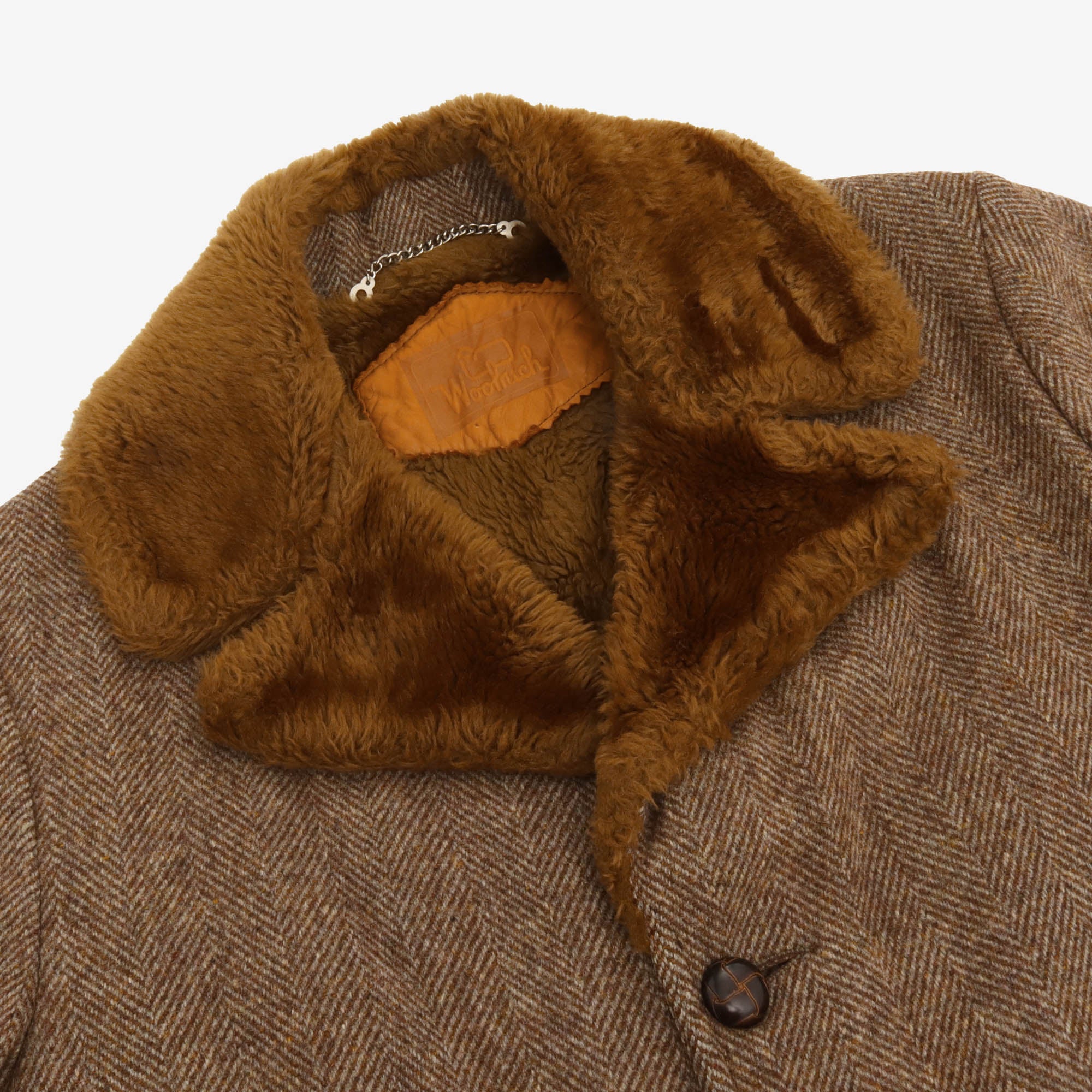 Vintage Herringbone Wool Car Coat