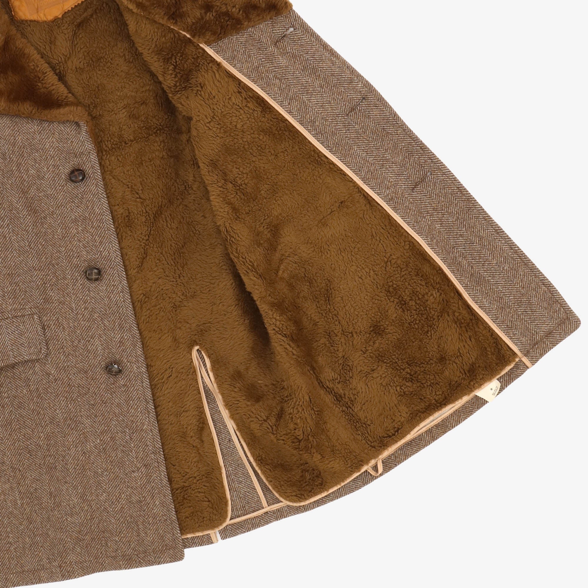 Vintage Herringbone Wool Car Coat