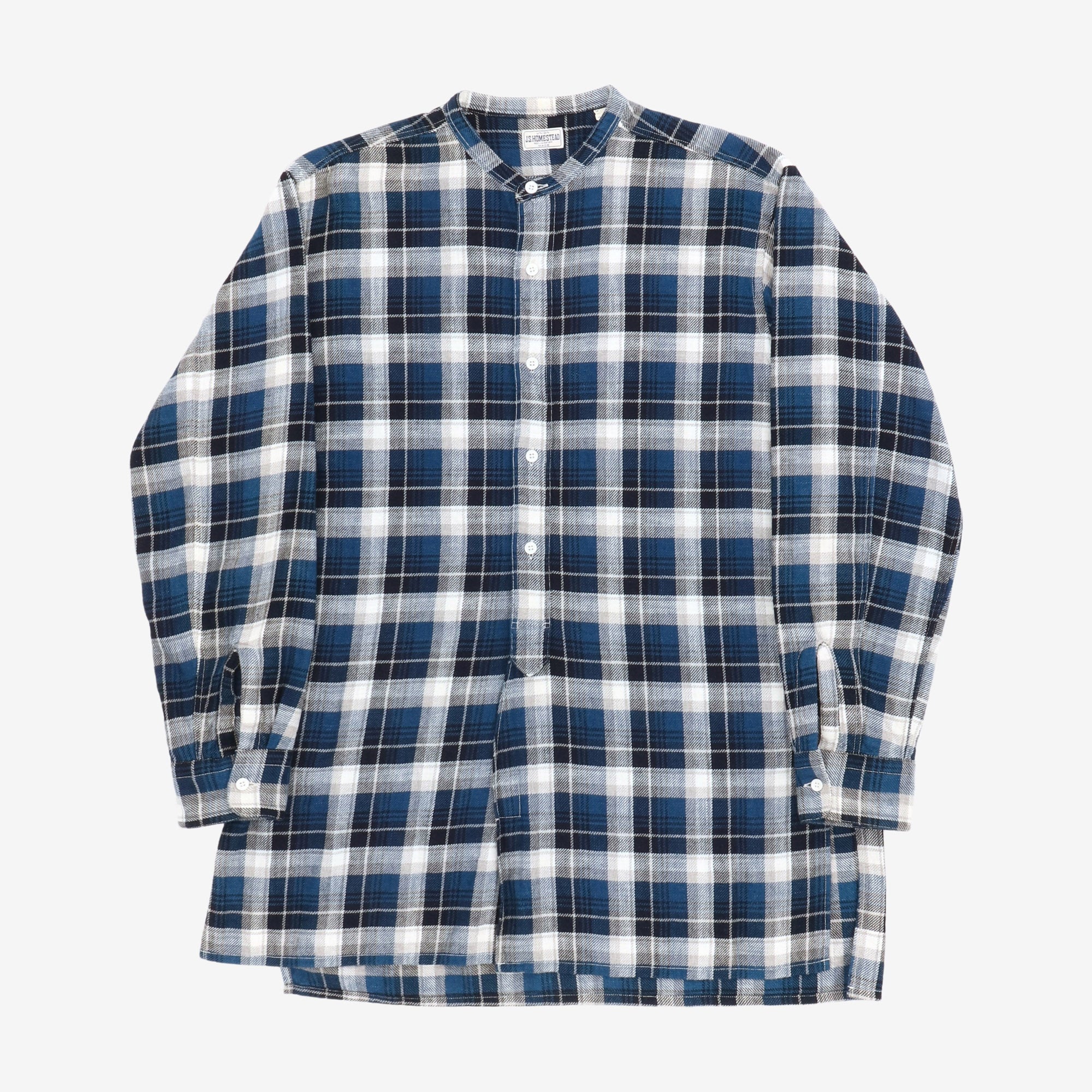 Band Collar Check Shirt