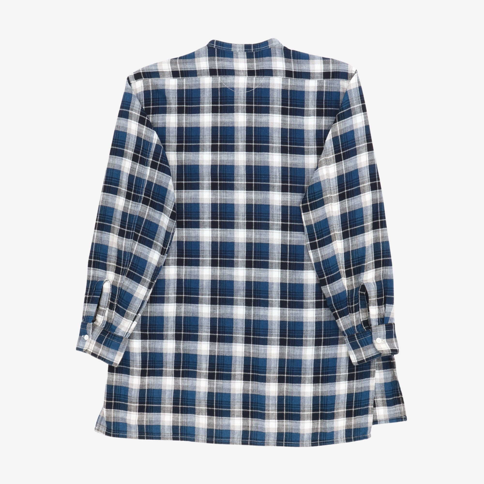 Band Collar Check Shirt