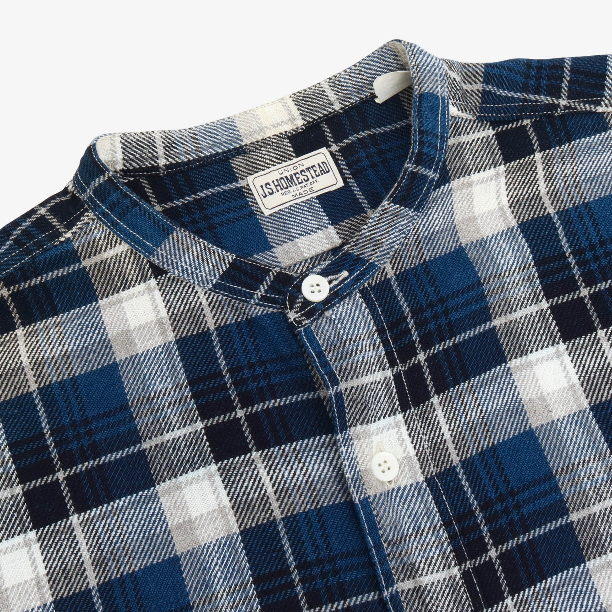 Band Collar Check Shirt