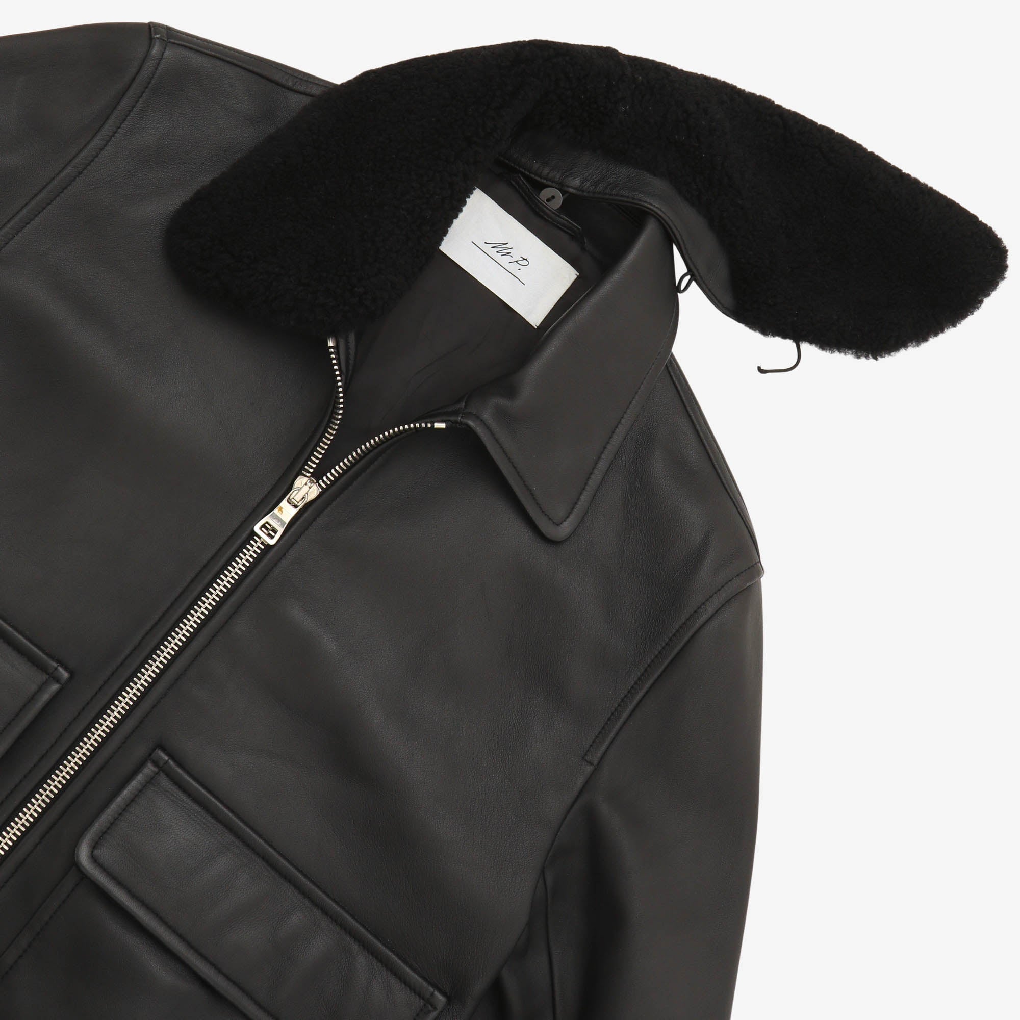 Shearling Trimmed Leather Blouson
