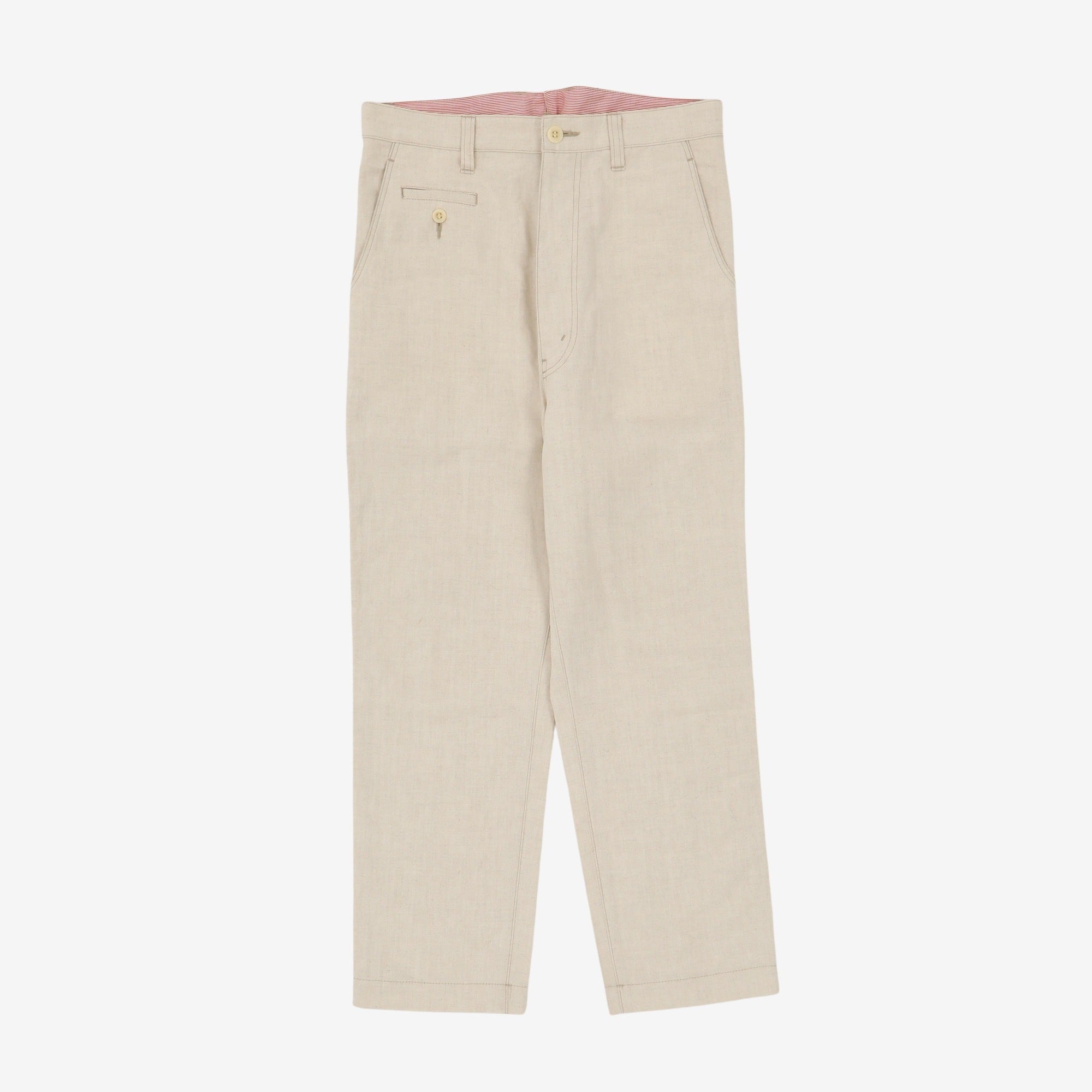 Cotton Linen Blend Canvas Trousers (32W x 26L)