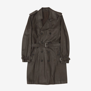 Belted Leather Trench Coat