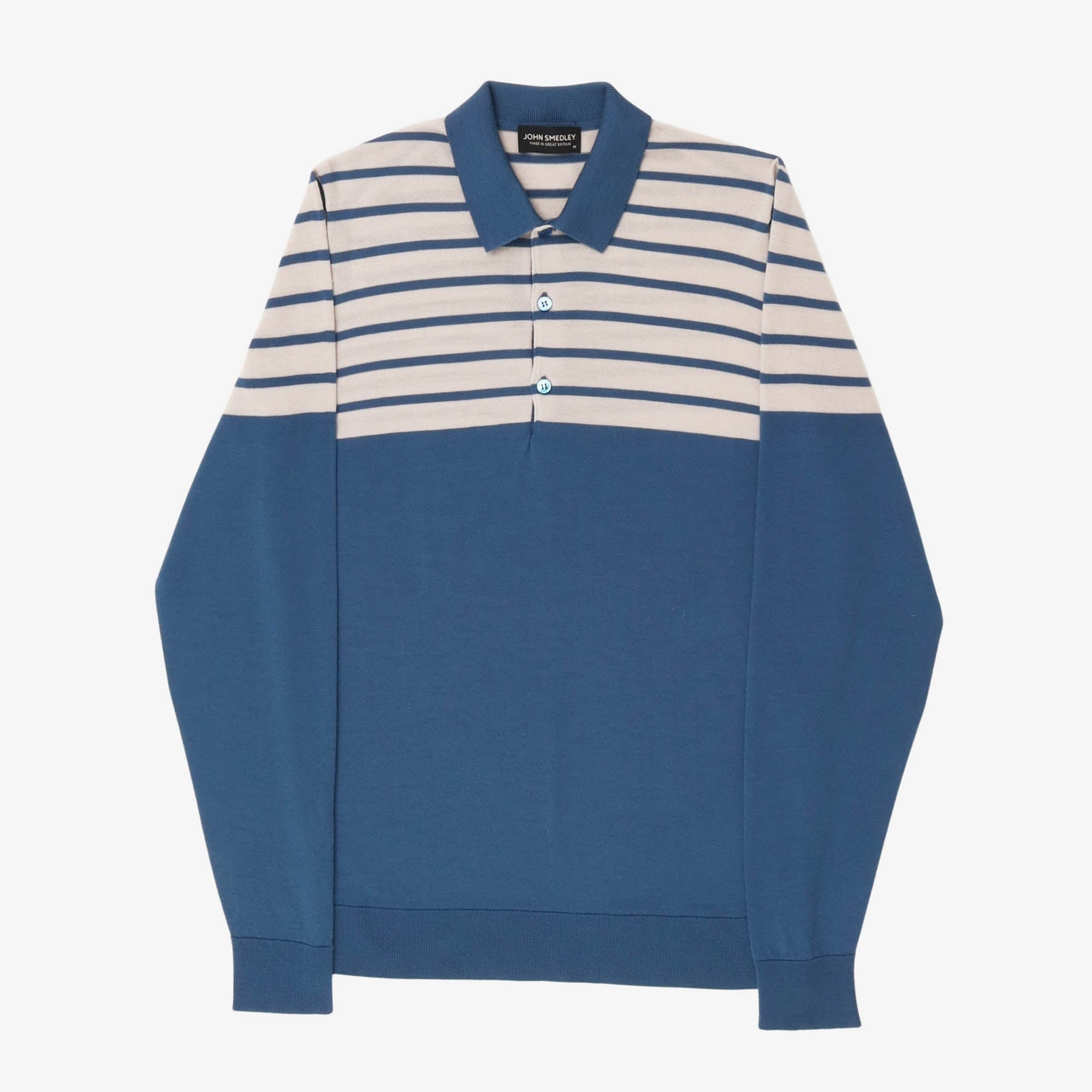 LS Striped Merino Polo
