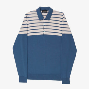 LS Striped Merino Polo