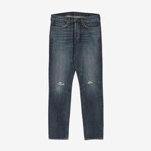 Distressed Slim Fit Selvedge Denim