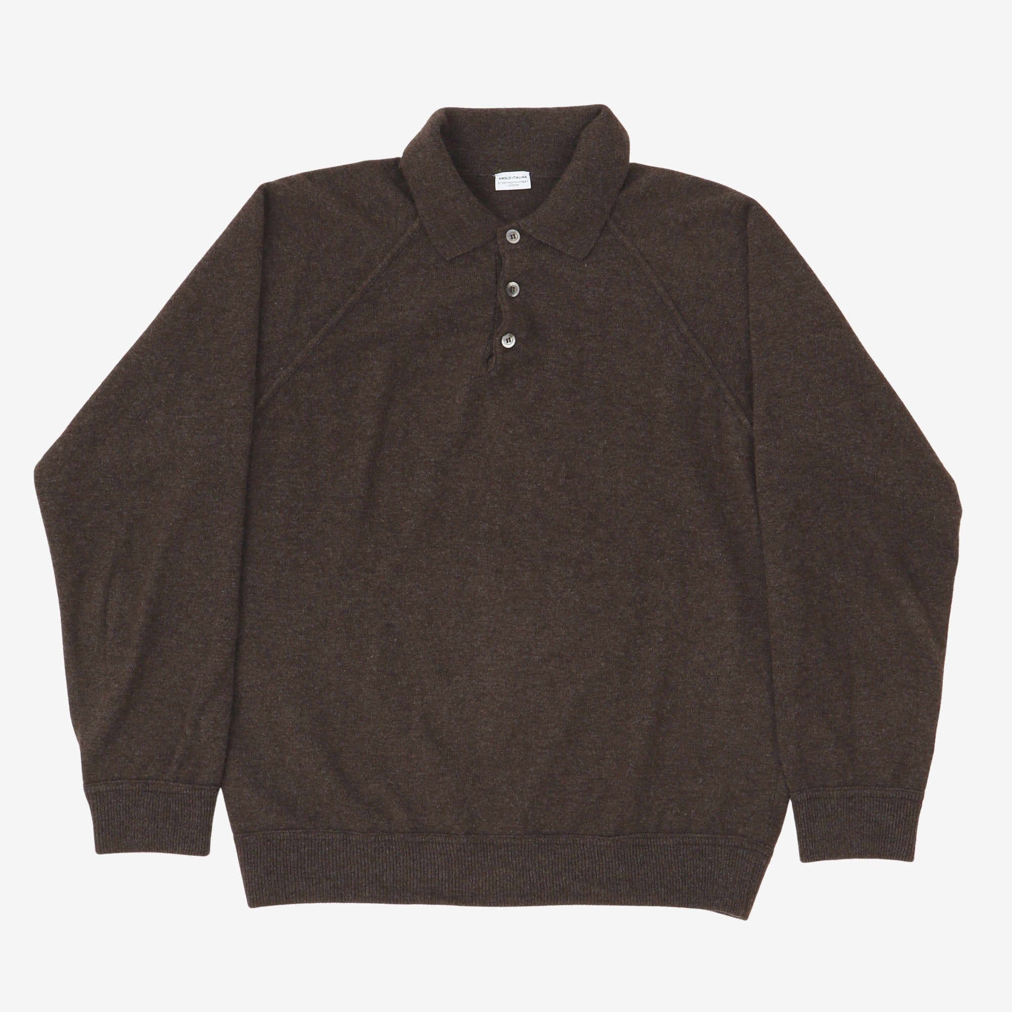 Wool Cashmere Raglan Sleeve Polo
