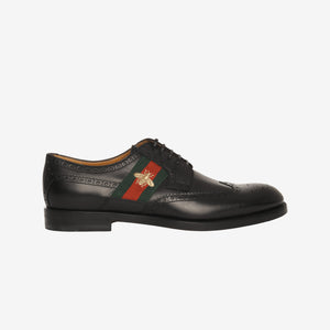 Brogue Leather Bee Embroidered Derby