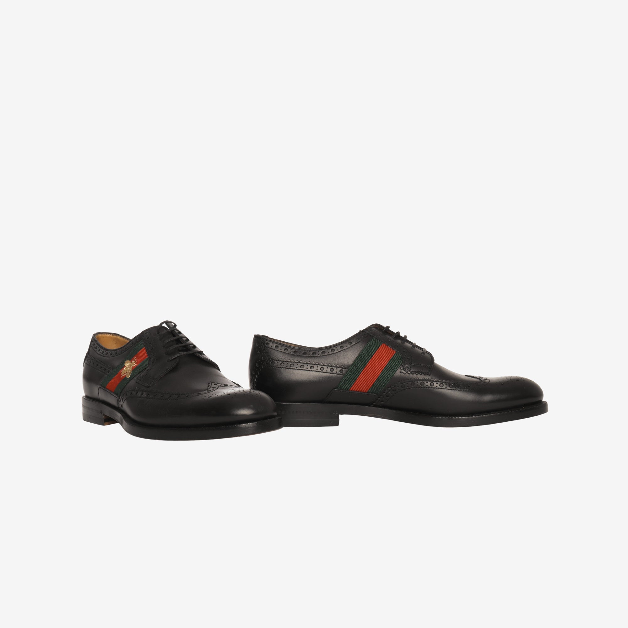 Brogue Leather Bee Embroidered Derby
