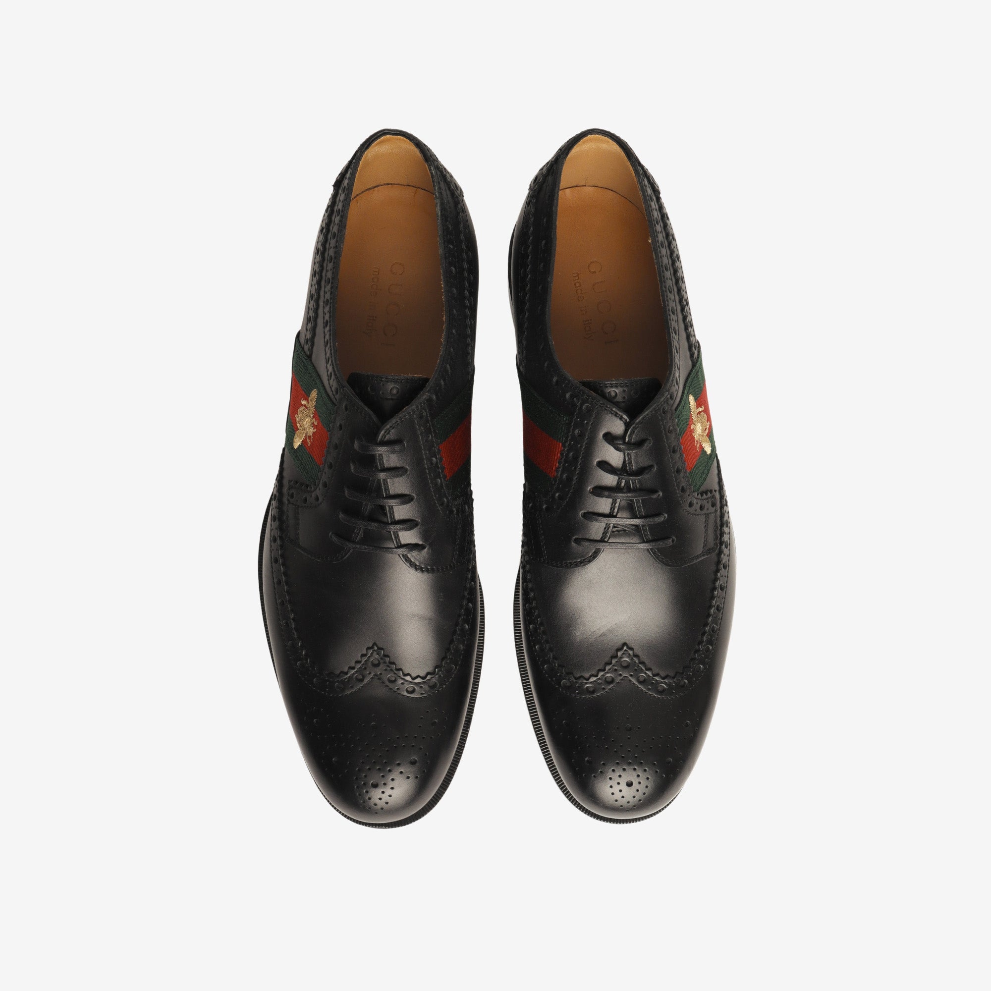 Brogue Leather Bee Embroidered Derby