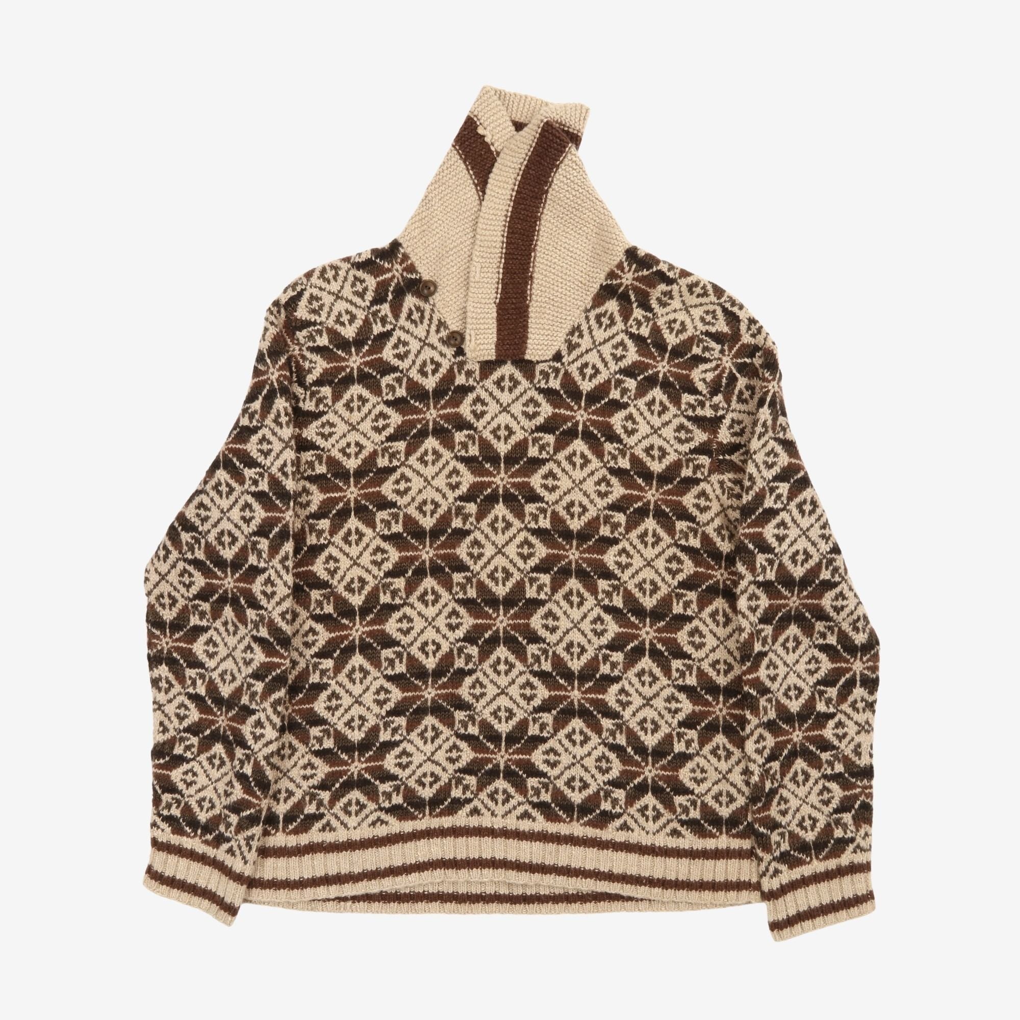 Hand Knit Shawl Collar Sweater