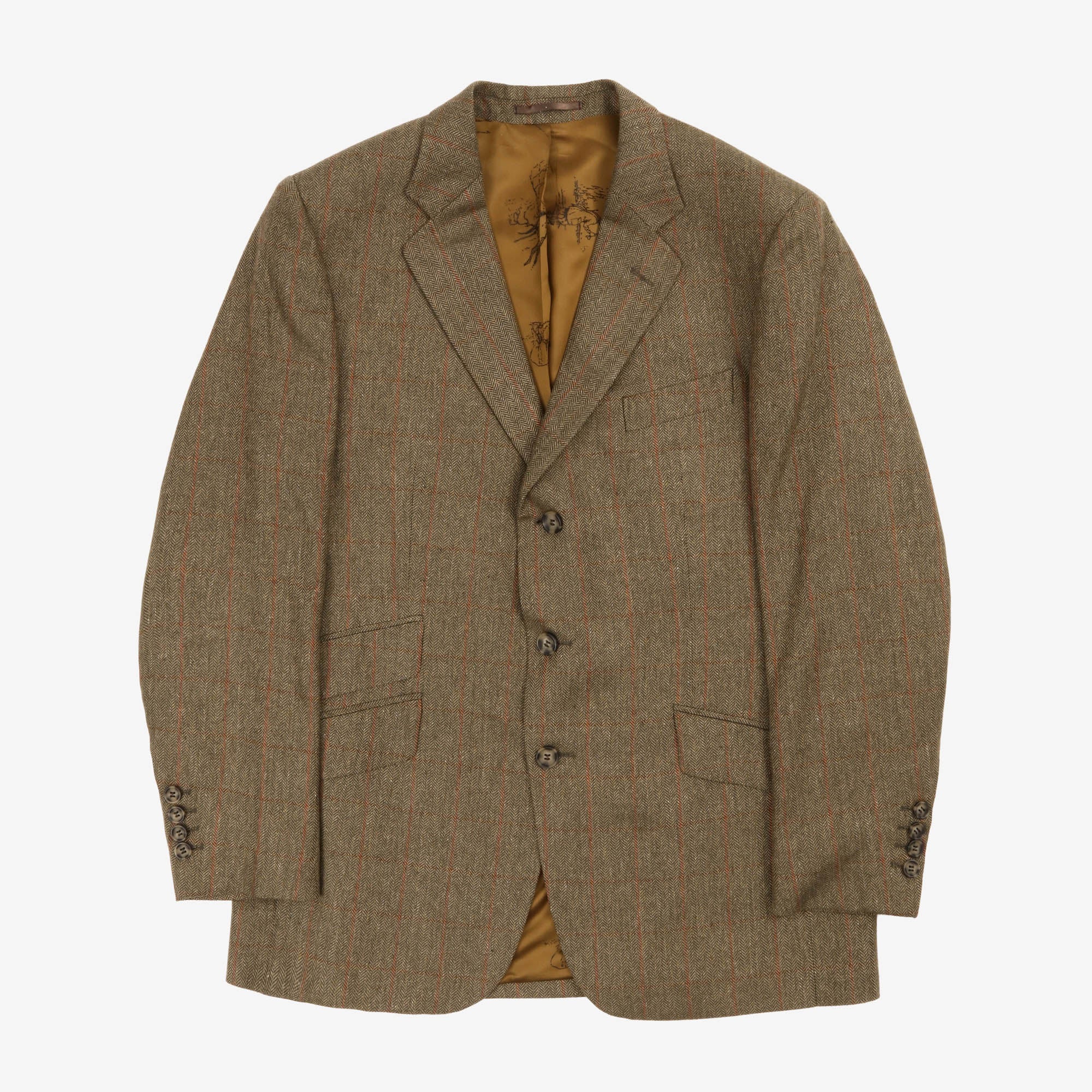 Herringbone Check Silk Blazer