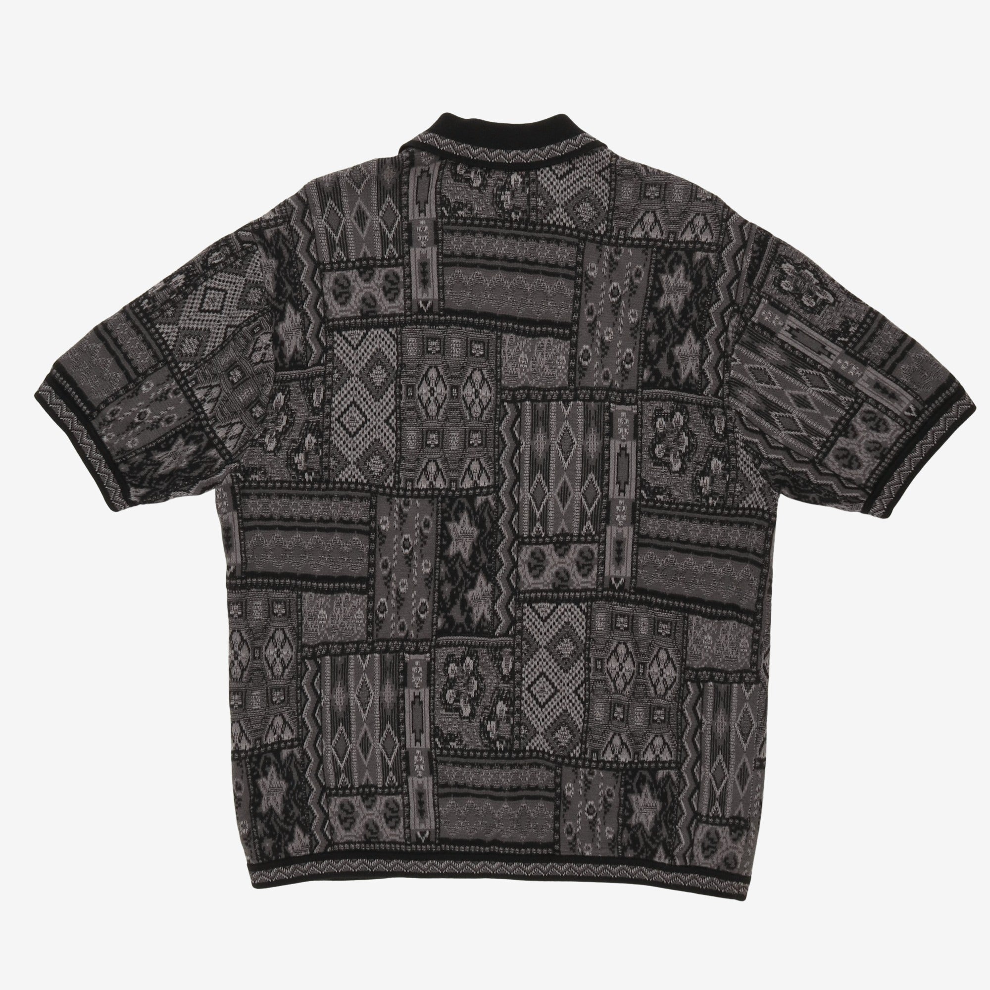 Patchwork Knit Zip Polo